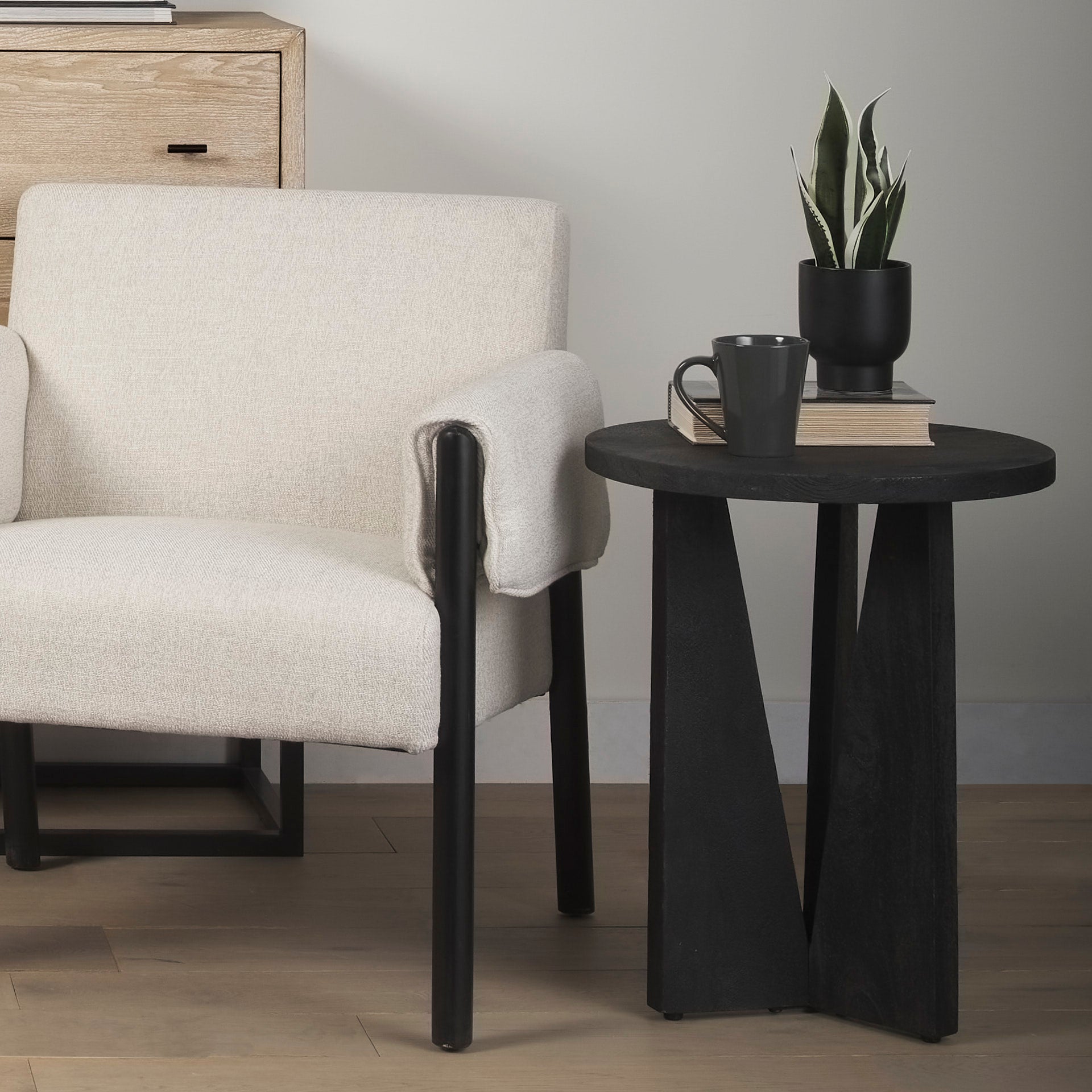 Mattius Black Wood Accent Table - Central Designs
