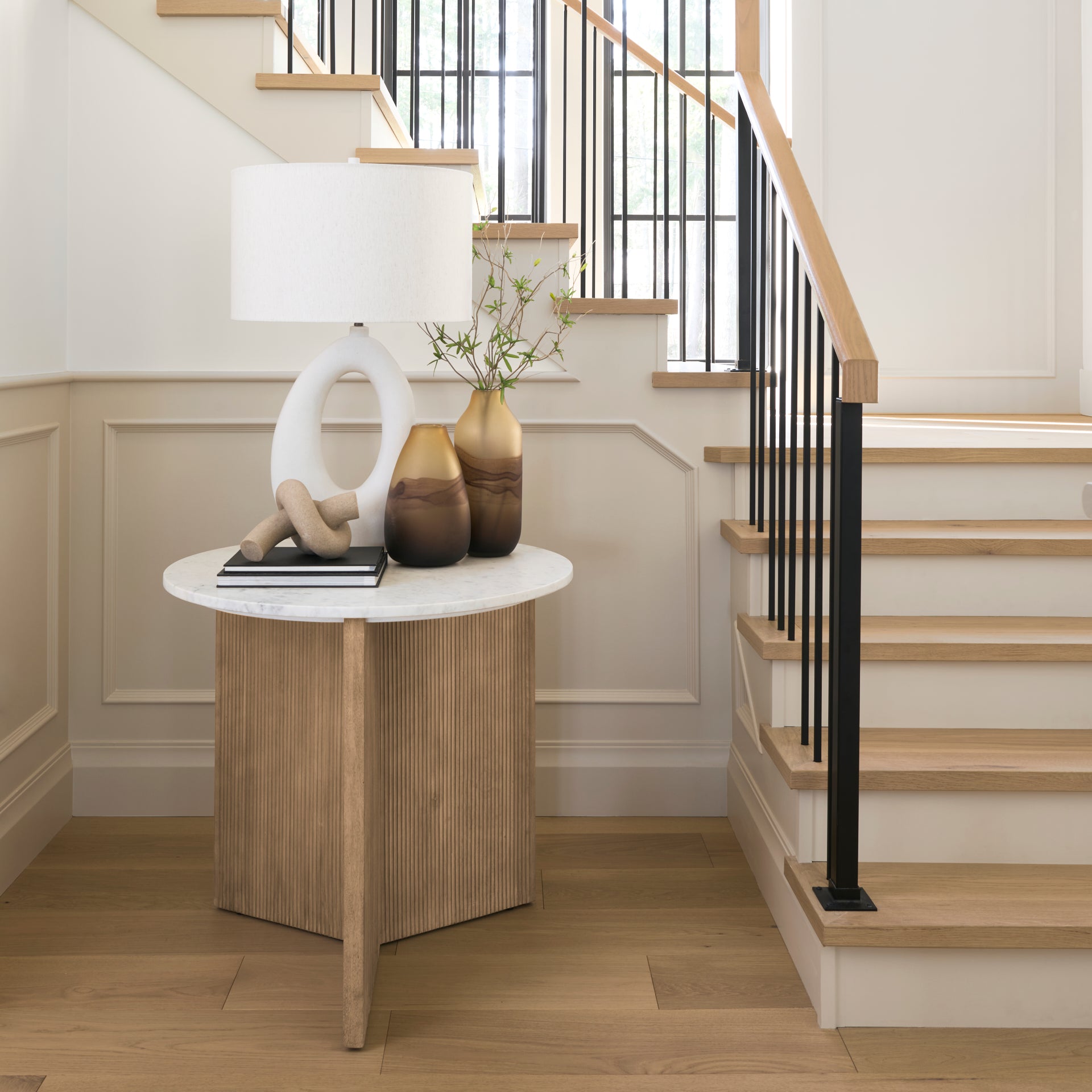 Tao 20.0L x 20.0W x 33.0H Cream Base W/White Shade Table Lamp - Central Designs