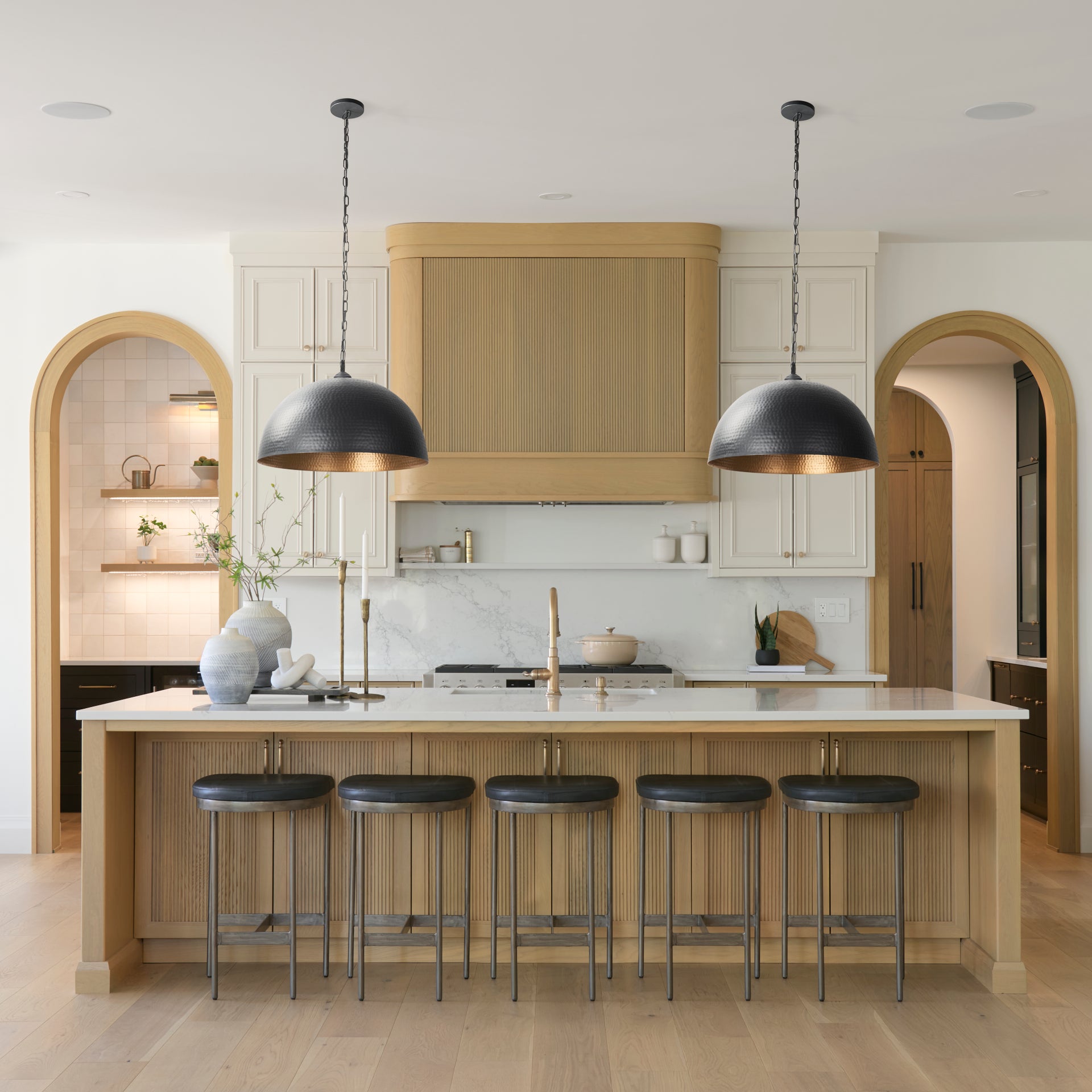 Karina 24" Round Matte Black Hammered Metal Dome Pendant Light - Central Designs