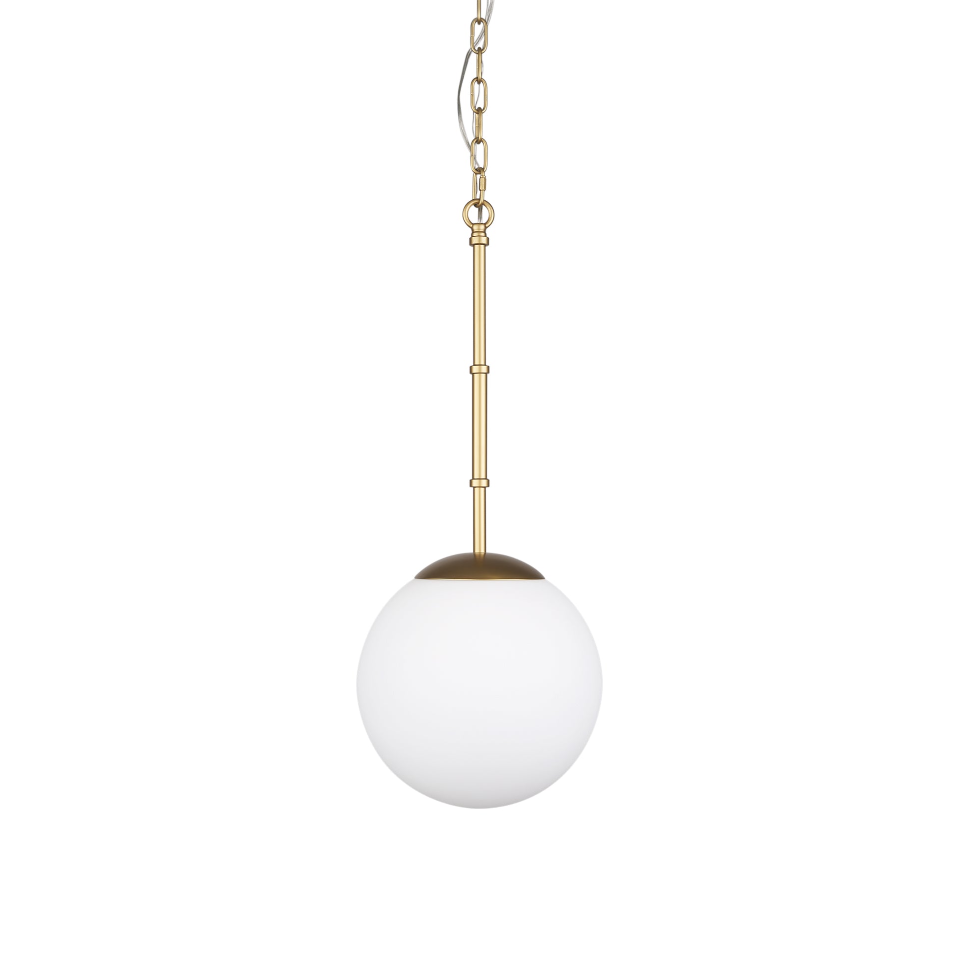 Edie Brushed Gold Metal w/ Frosted Glass Globe 1 - Light Pendant - Central Designs