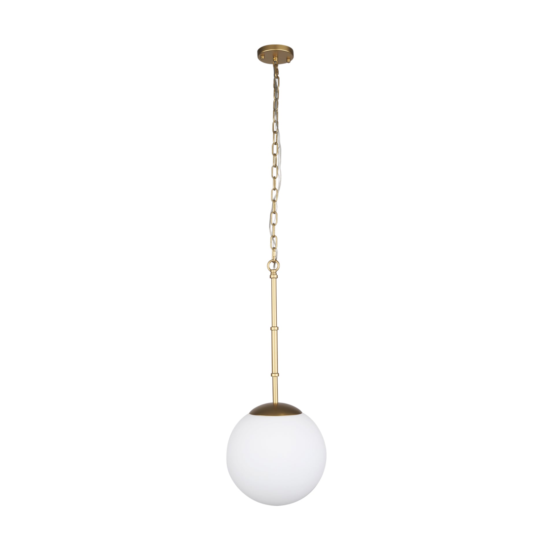 Edie Brushed Gold Metal w/ Frosted Glass Globe 1 - Light Pendant - Central Designs