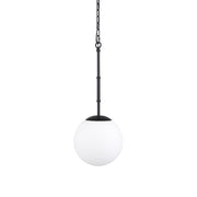 Edie Matte Black Metal w/ Frosted Glass Globe 1 - Light Pendant - Central Designs