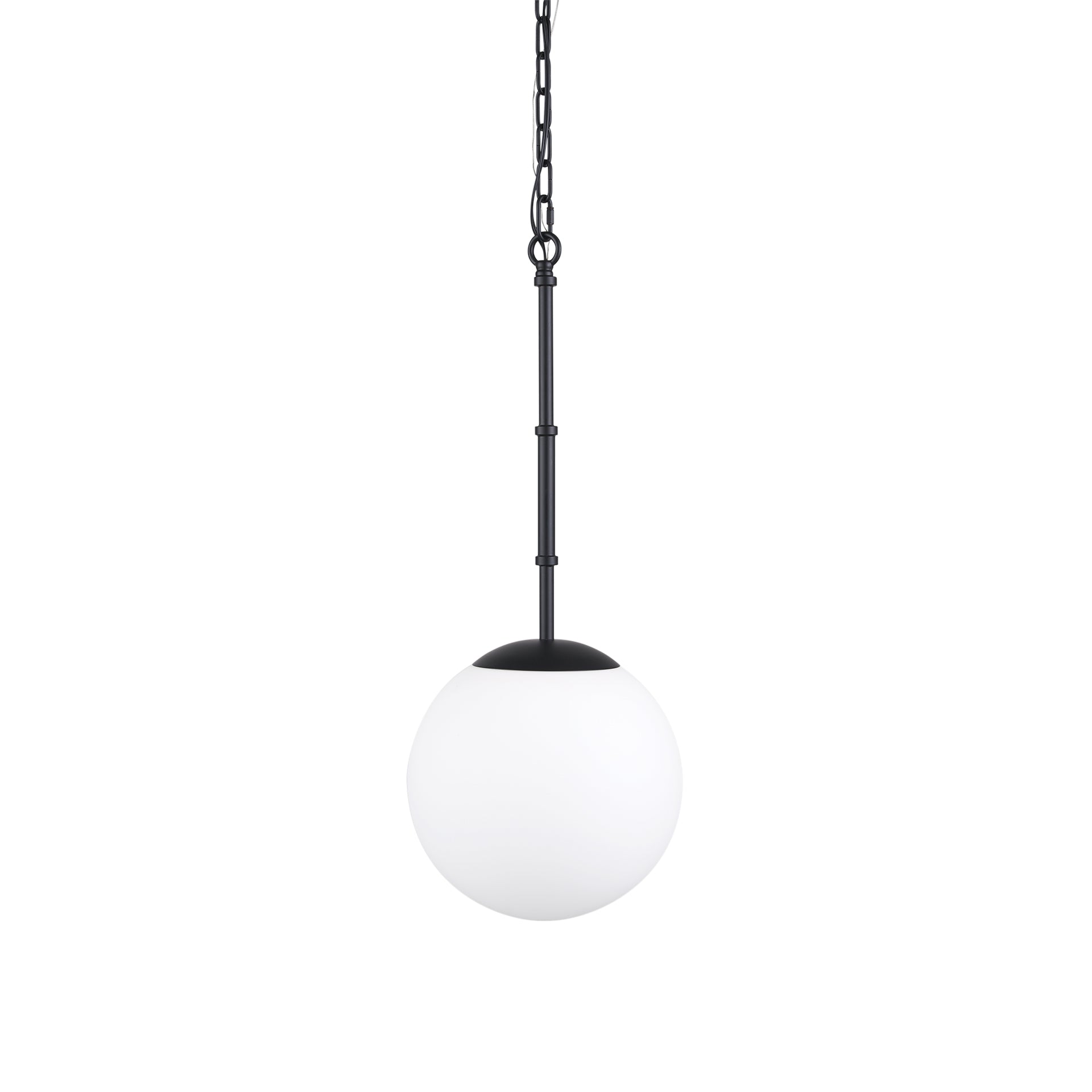 Edie Matte Black Metal w/ Frosted Glass Globe 1 - Light Pendant - Central Designs