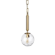 Britton Gold Metal w/ Clear Glass Globe 1 - Light Pendant Light - Central Designs