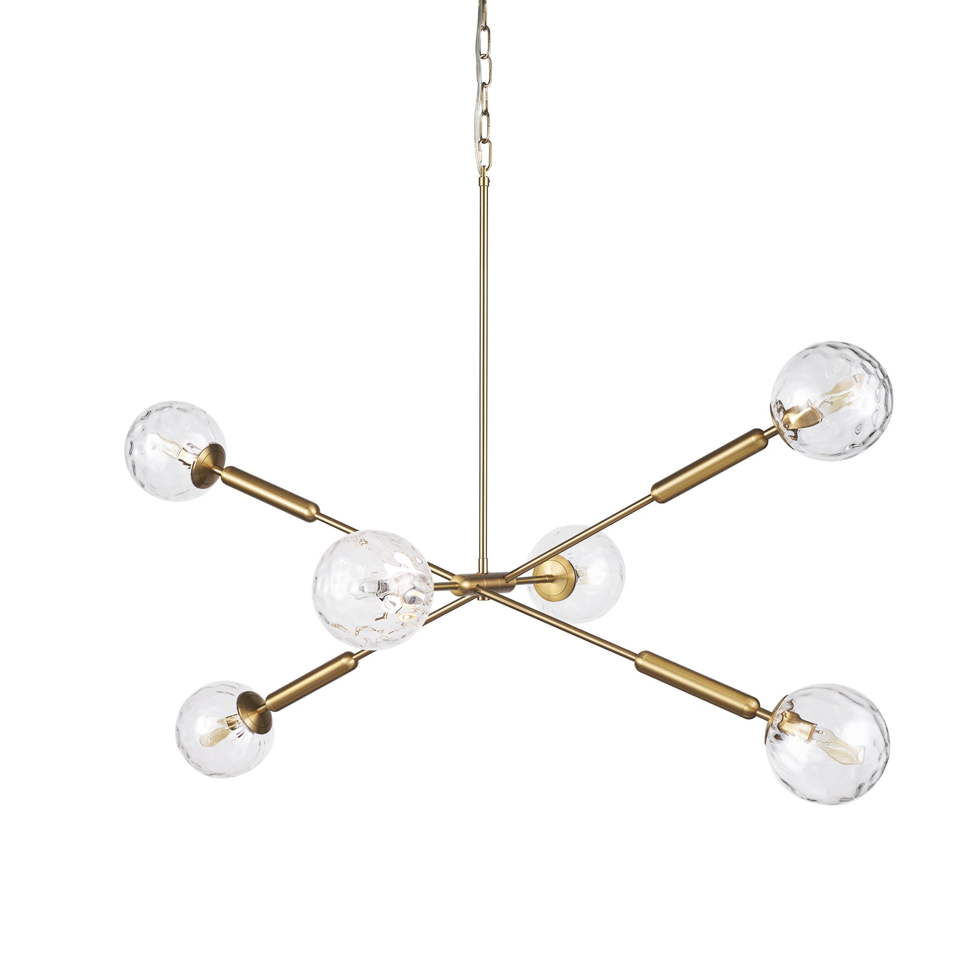 Britton Gold Metal w/ Clear Glass Globes 6 - Light Chandelier - Central Designs