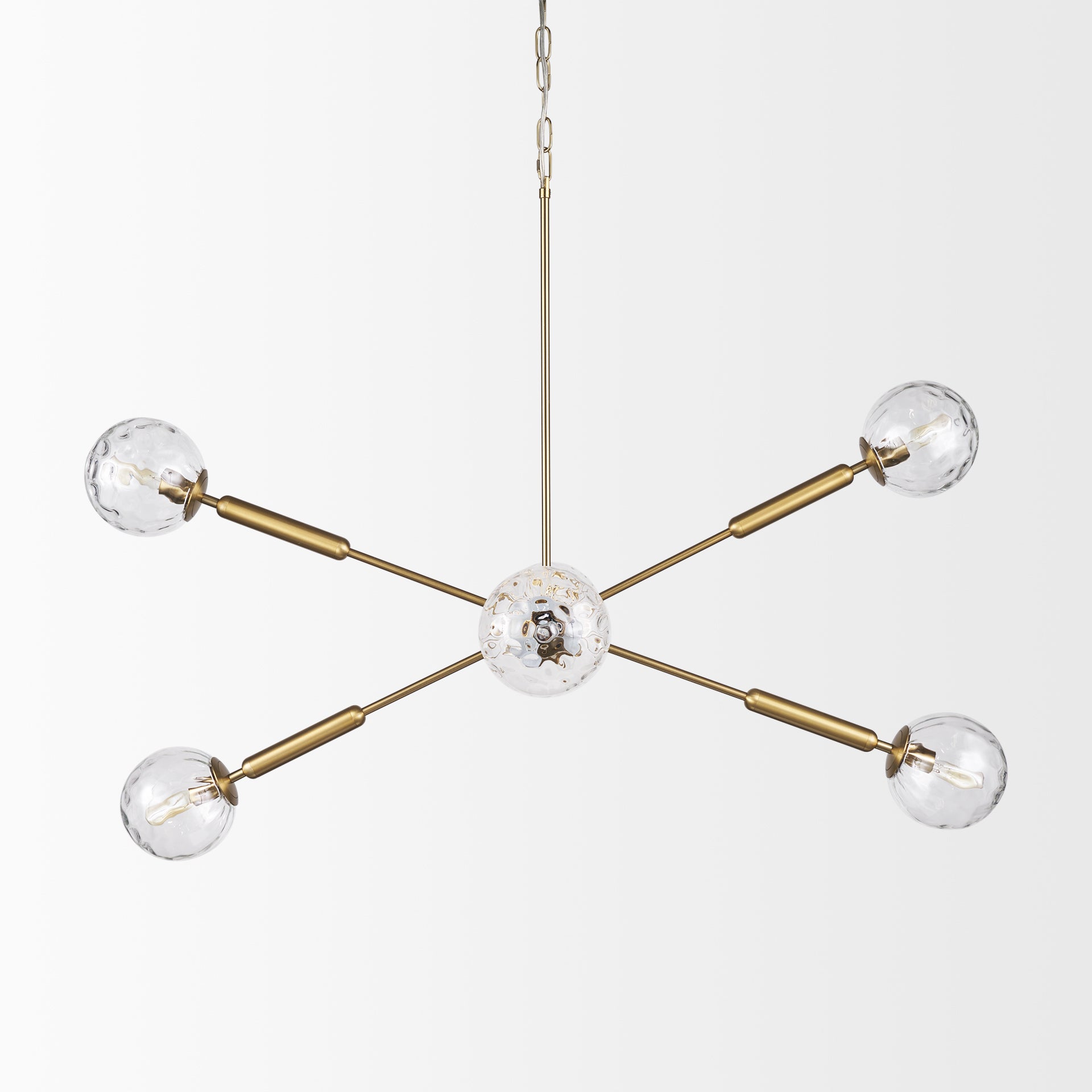 Britton Gold Metal w/ Clear Glass Globes 6 - Light Chandelier - Central Designs