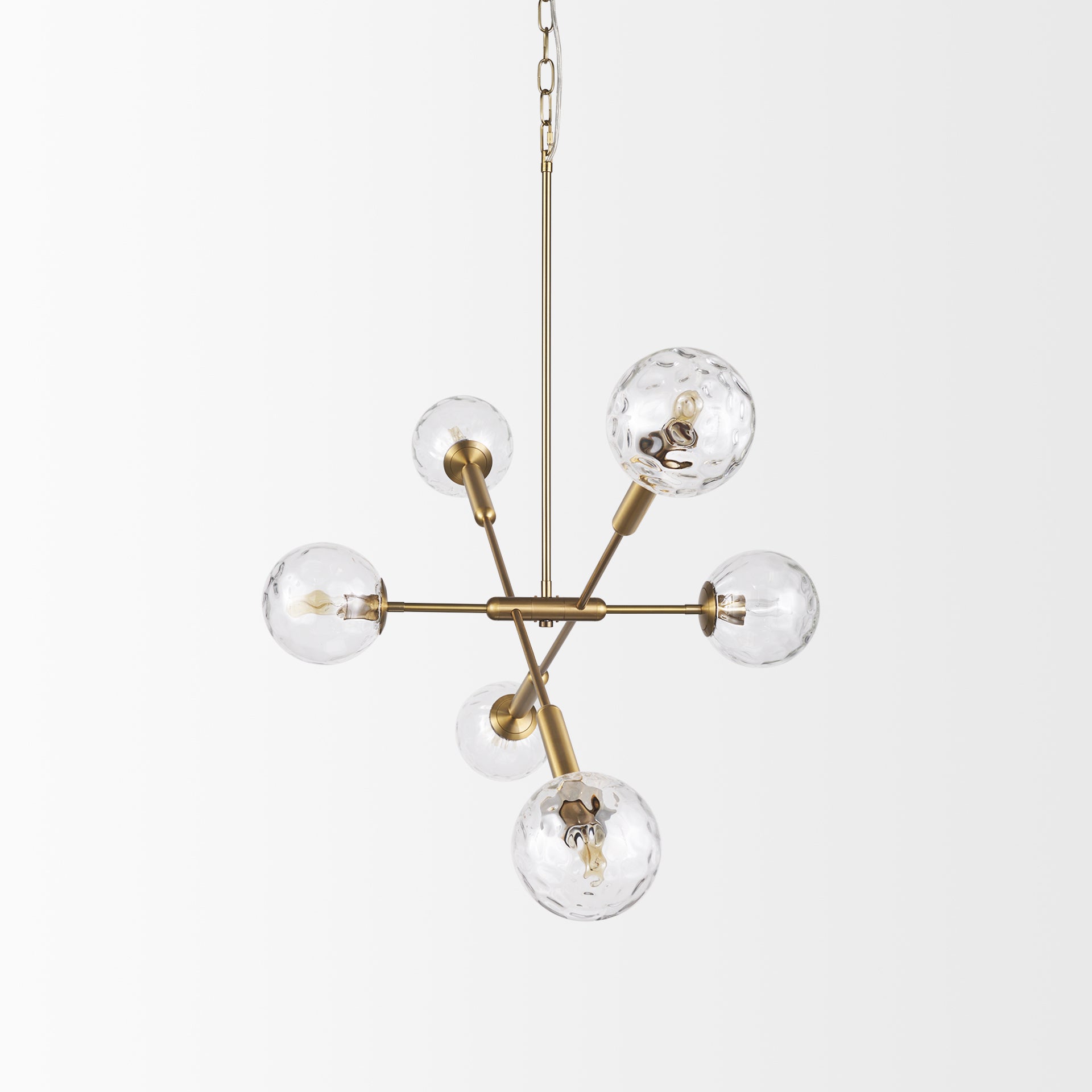 Britton Gold Metal w/ Clear Glass Globes 6 - Light Chandelier - Central Designs