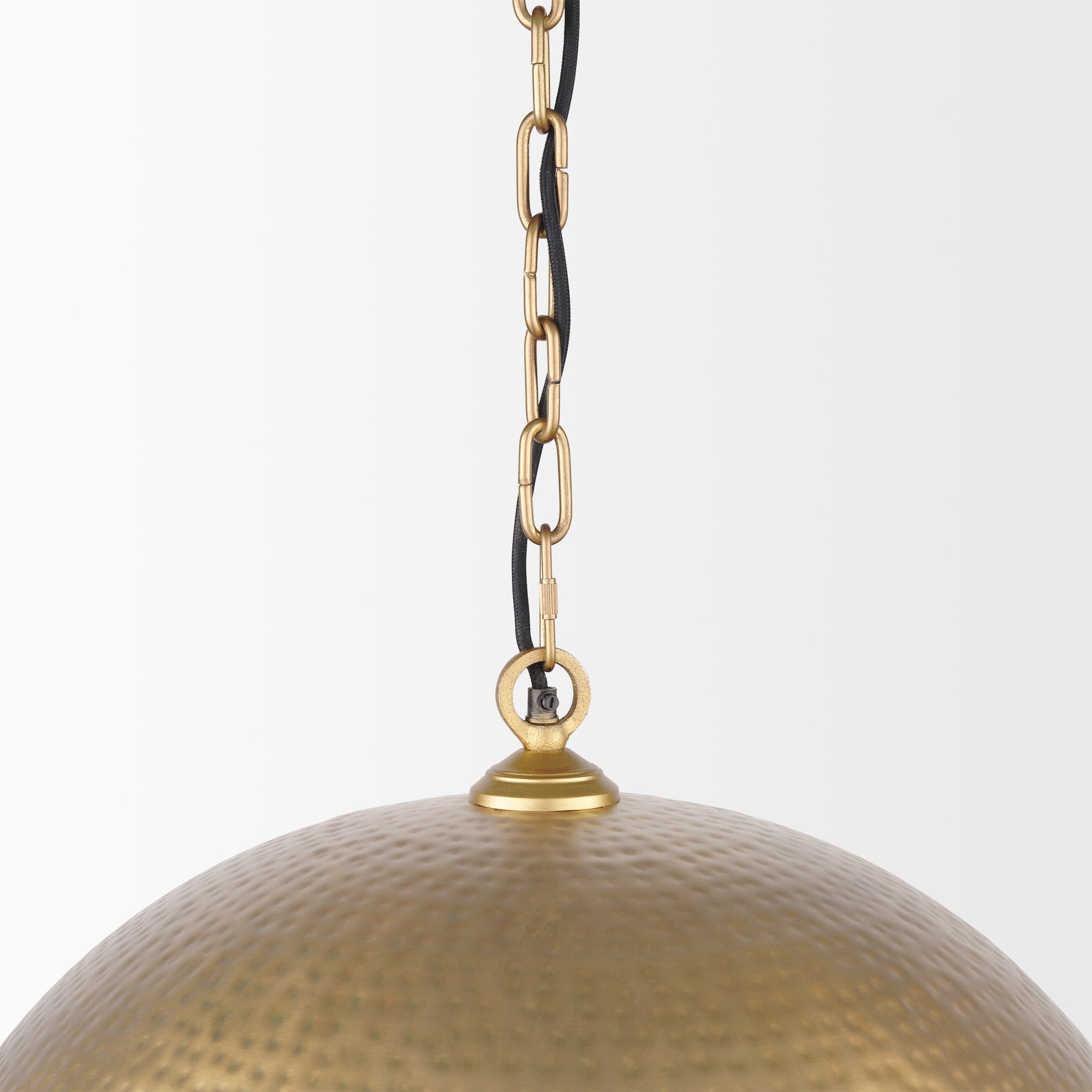 Karina 24" Round Brass - tone Hammered Metal Dome Pendant Light - Central Designs