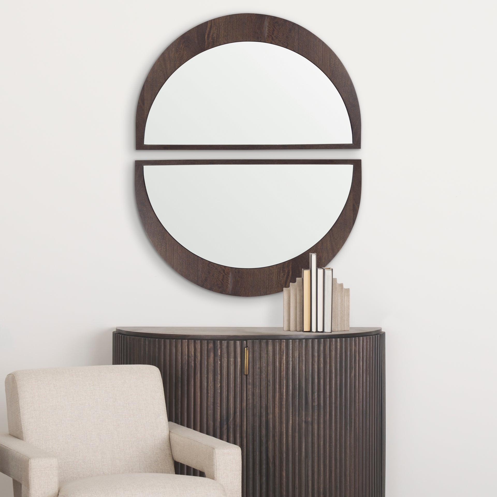 Celeste Dark Brown Wood Small Mirror - Central Designs