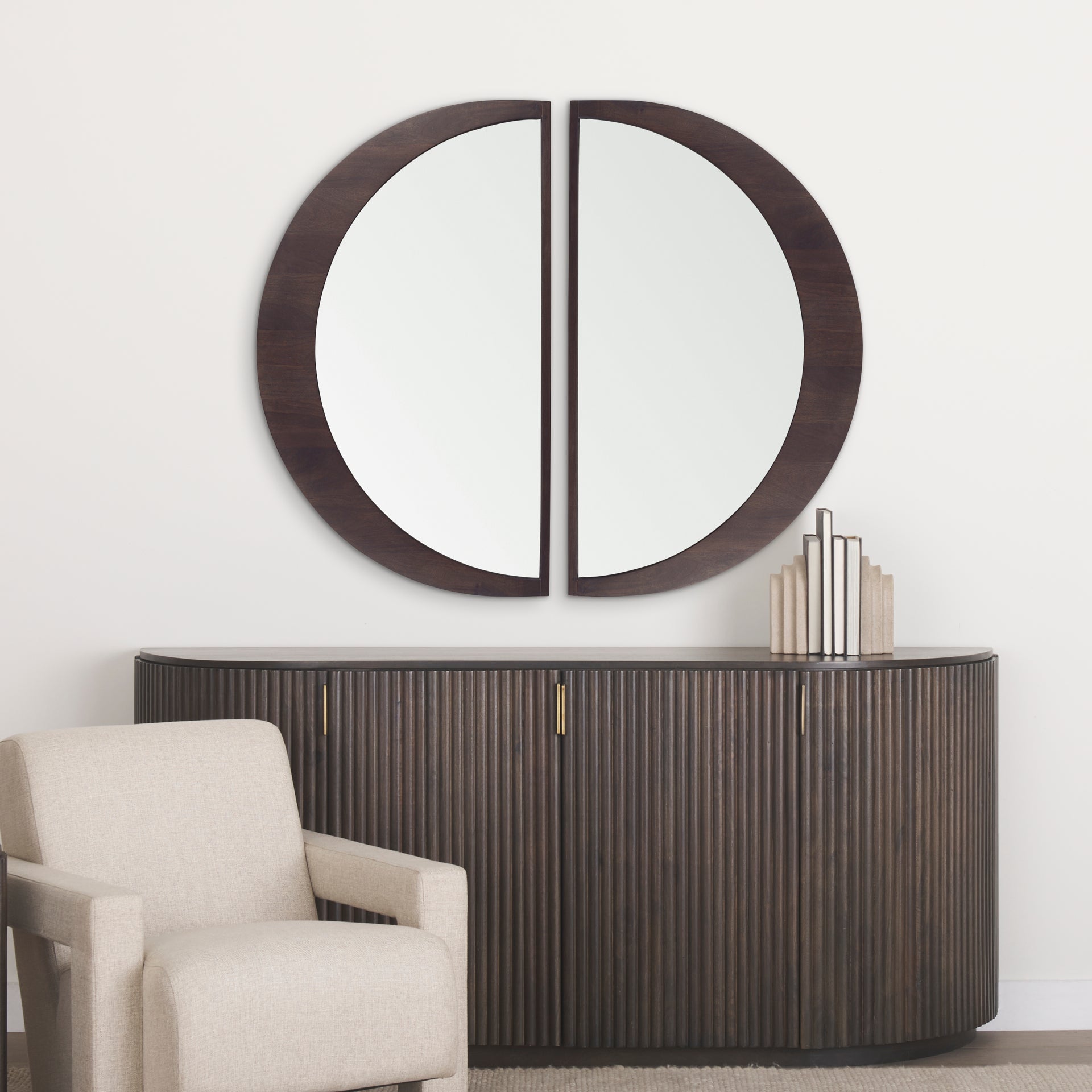 Celeste Dark Brown Wood Large Mirror - Central Designs