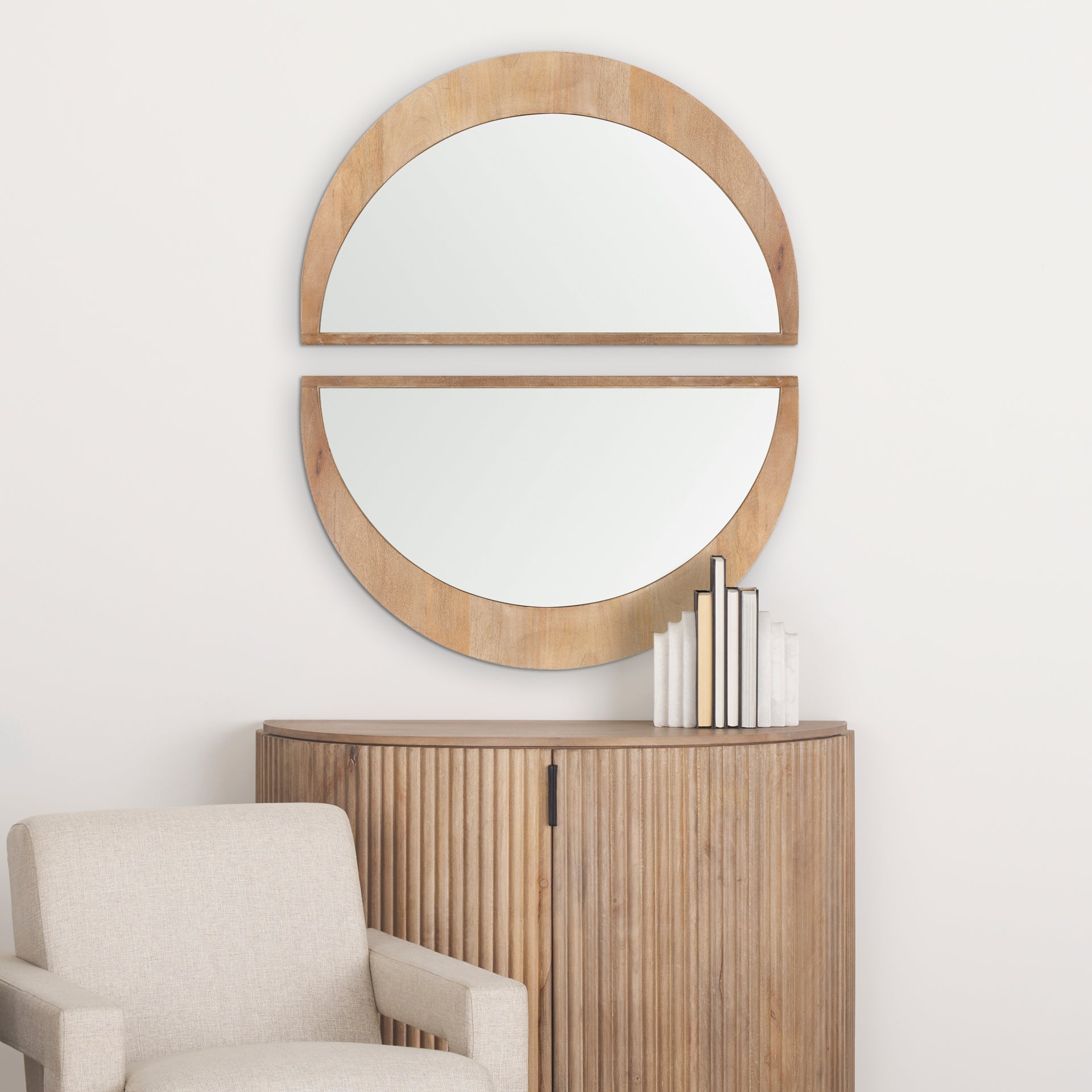 Celeste Light Brown Wood Small Mirror - Central Designs