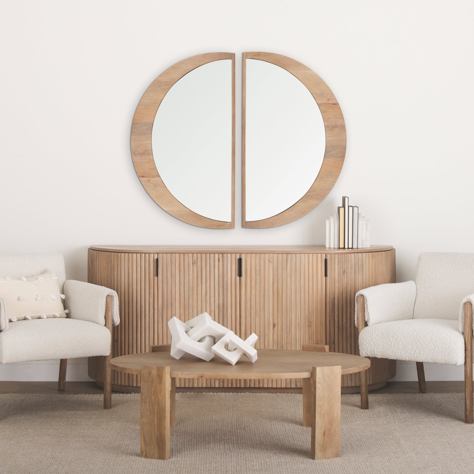 Celeste Light Brown Wood Large Mirror - Central Designs