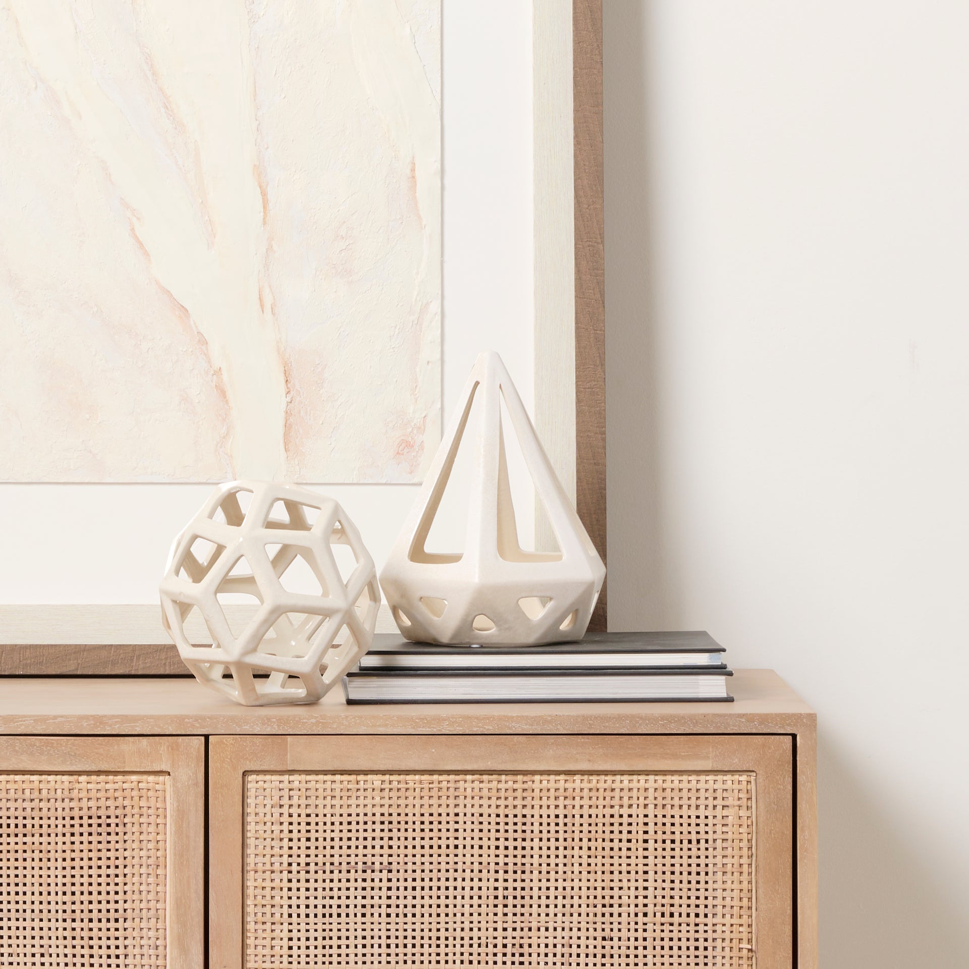Hood 7.7L x 7.7W x 9.4H White Geometric Ceramic Object - Central Designs