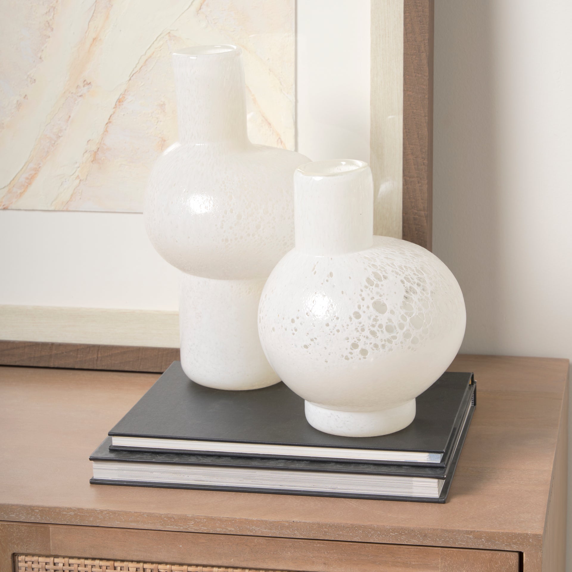 Heket Tall White Glass Vase - Central Designs