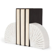 Stept White Marble Bookends w/rough carving (set of 2) - Central Designs