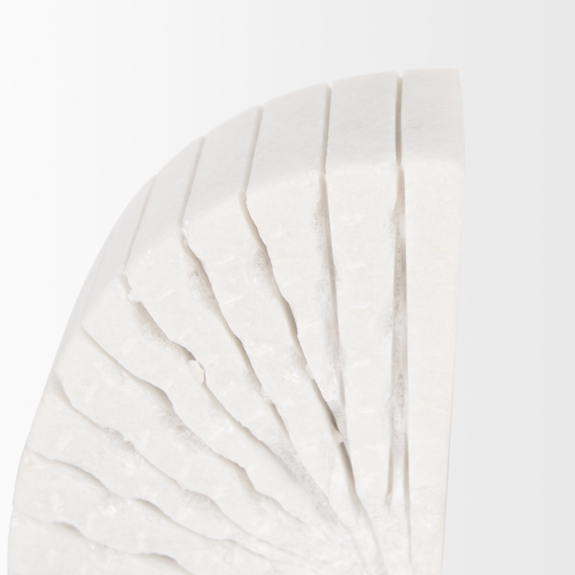 Stept White Marble Bookends w/rough carving (set of 2) - Central Designs