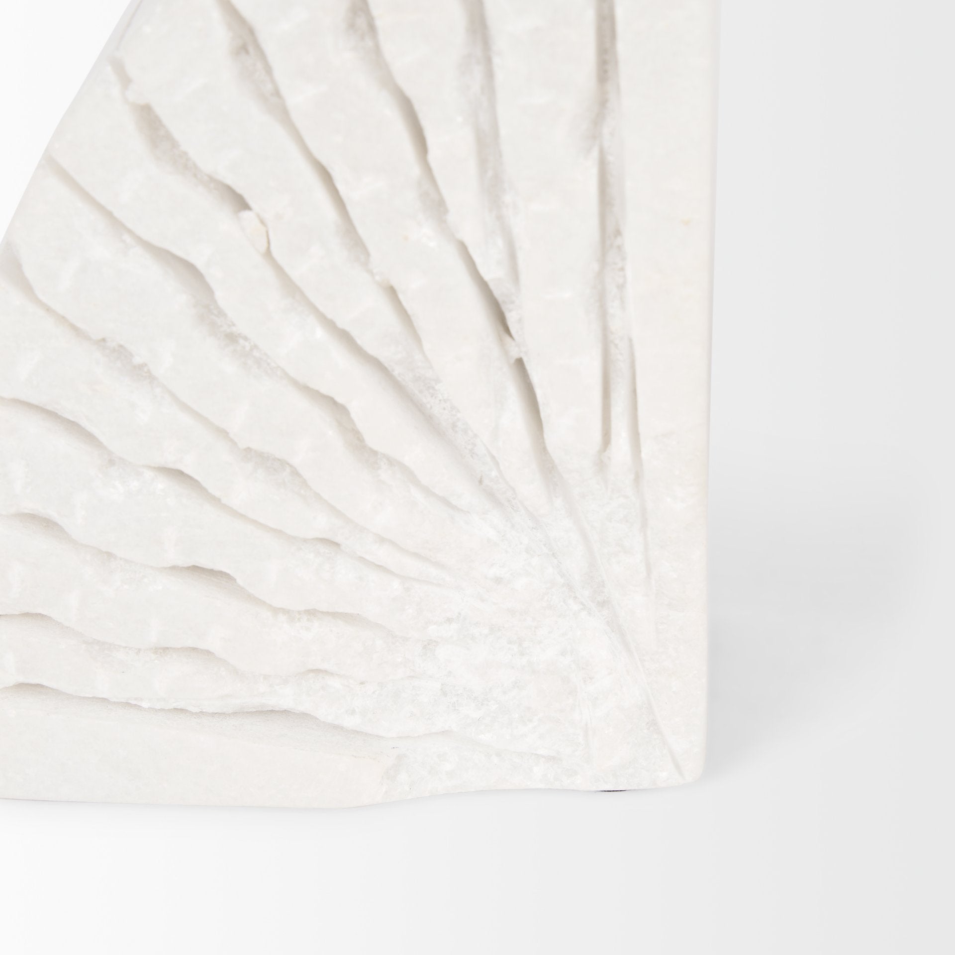 Stept White Marble Bookends w/rough carving (set of 2) - Central Designs