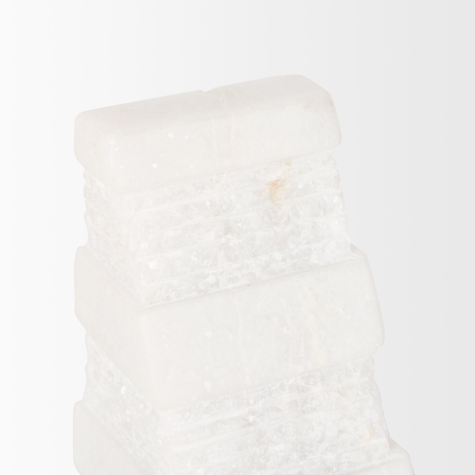 Cavetto White Marble Bookends w/rough carving S/2 - Central Designs
