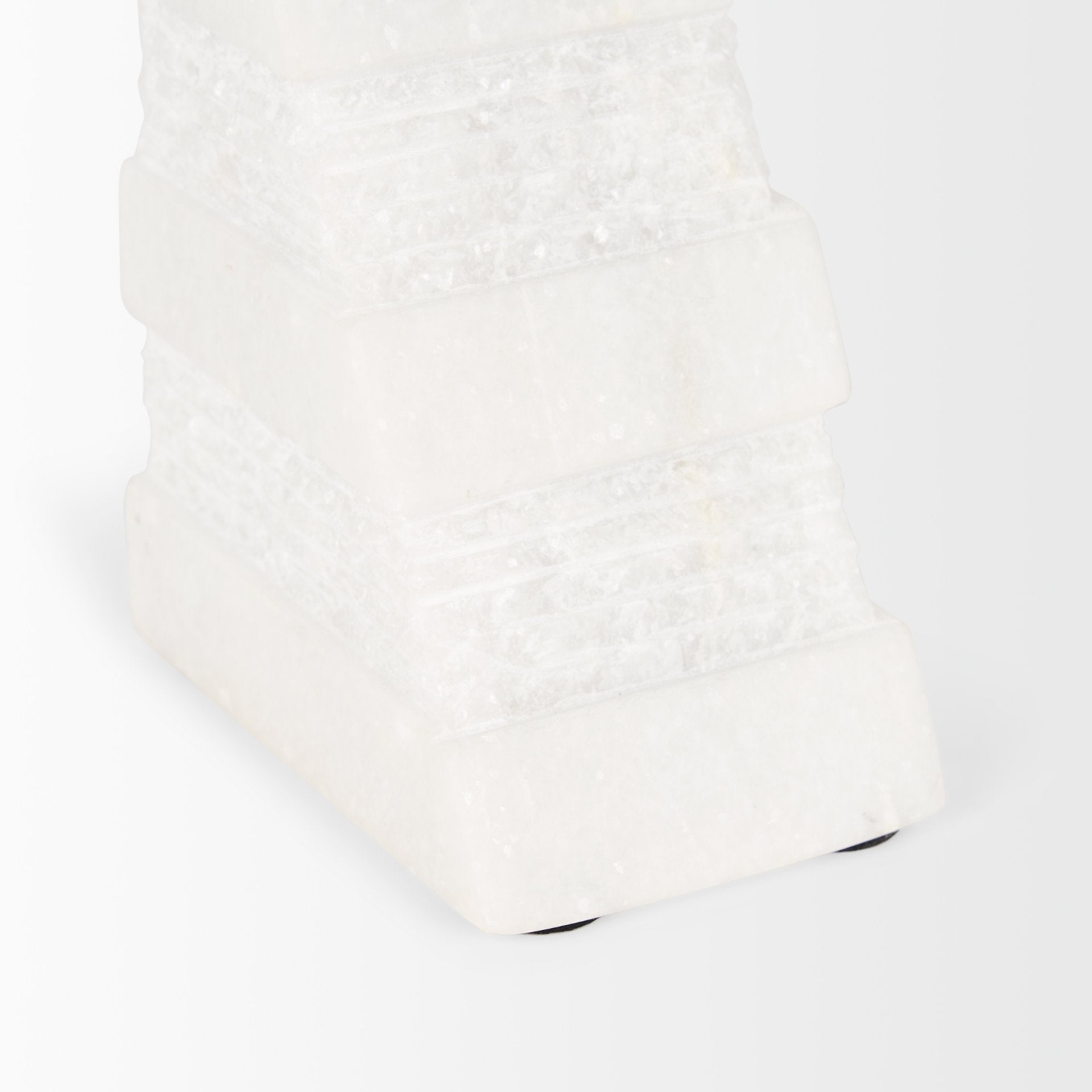 Cavetto White Marble Bookends w/rough carving S/2 - Central Designs