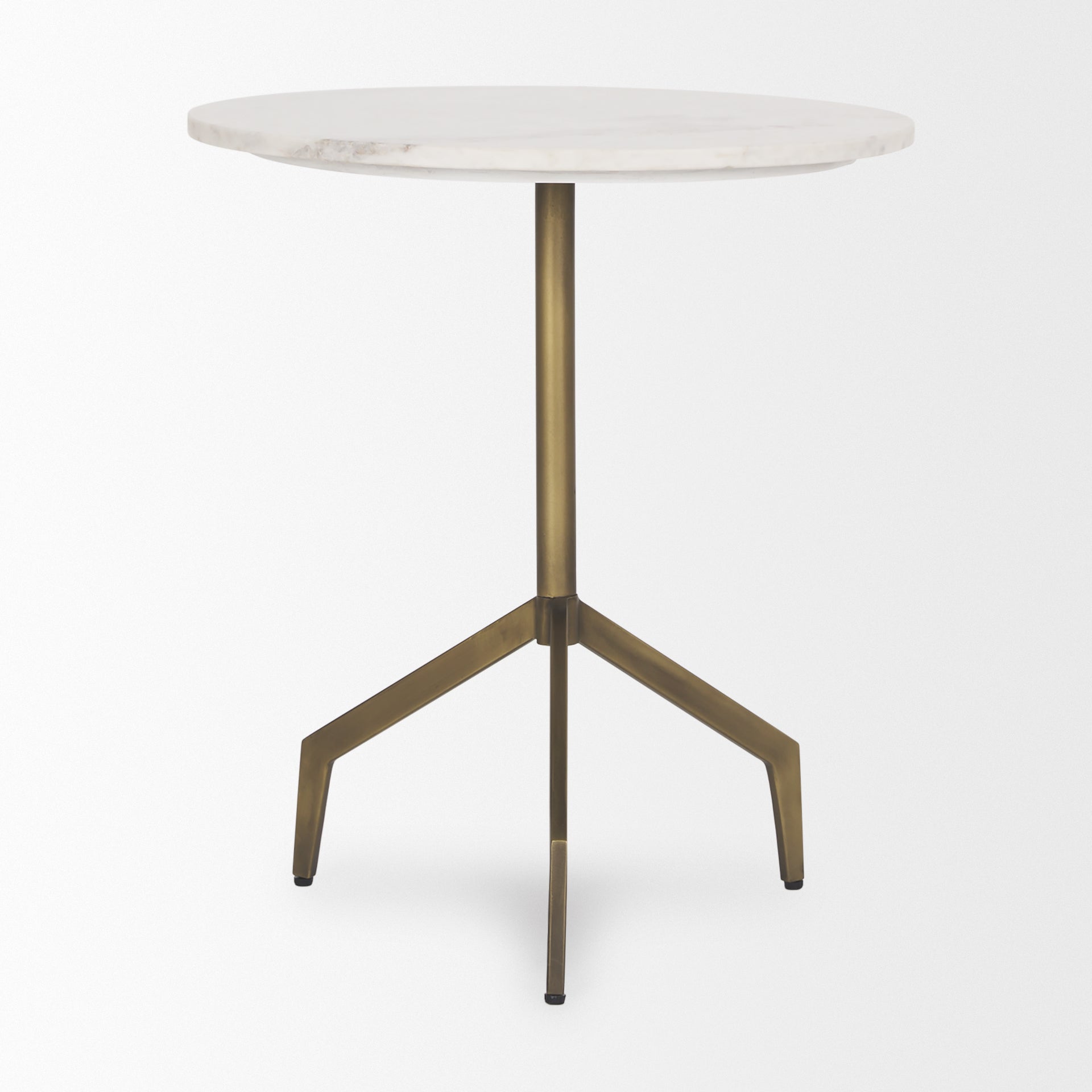 Serre Marble Top 3 Prong Gold Metal Base End Table - Central Designs