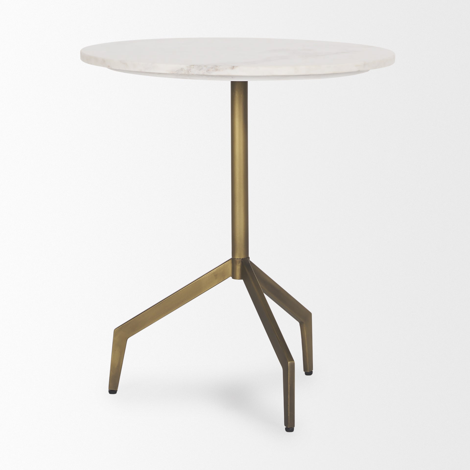 Serre Marble Top 3 Prong Gold Metal Base End Table - Central Designs