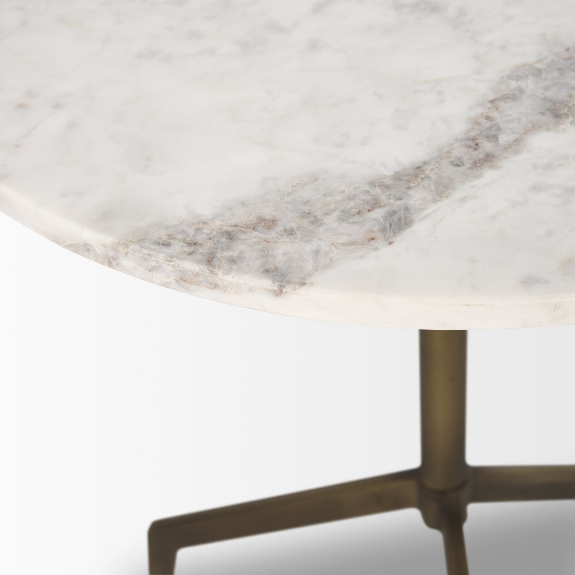 Serre Marble Top 3 Prong Gold Metal Base End Table - Central Designs