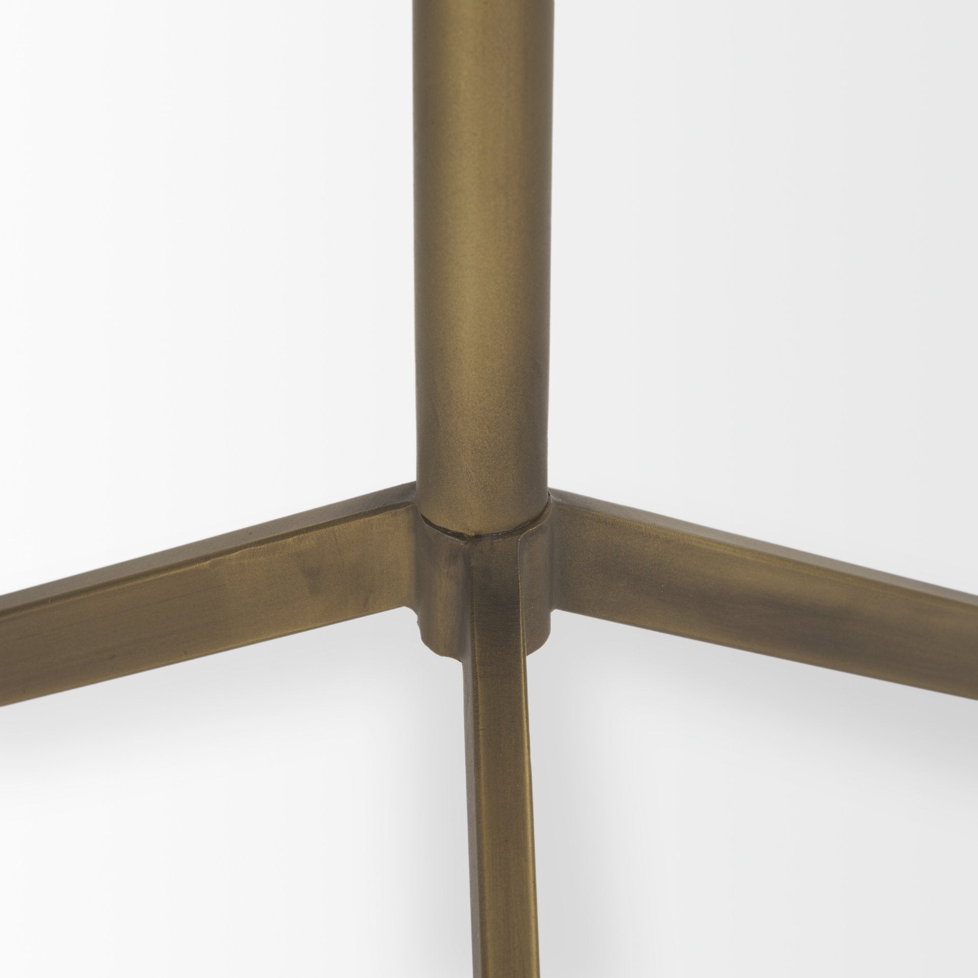 Serre Marble Top 3 Prong Gold Metal Base End Table - Central Designs
