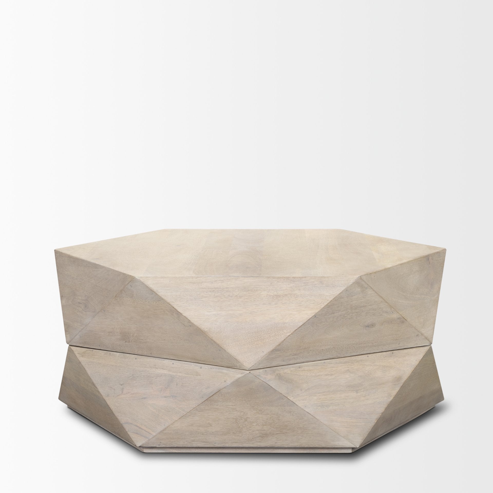 Arreto Hexagonal Hinged Solid Wood Top and Base Coffee Table