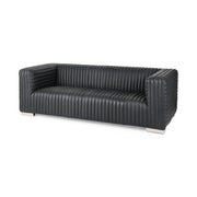 Ricciardo Black Leather Wrapped Three Seater Sofa 82.5L x 38.5W x 26.5H - Central Designs
