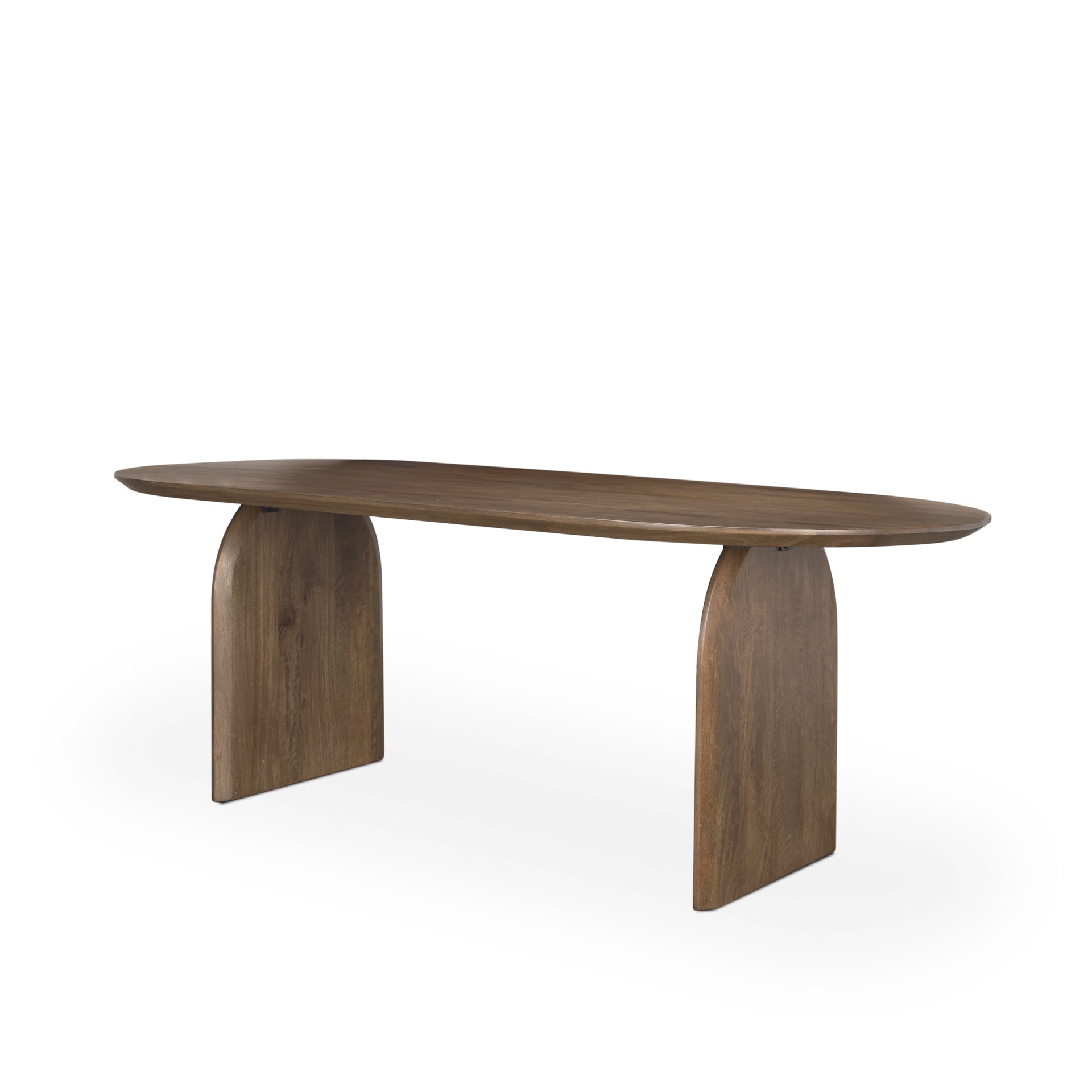 Isla Oval Dining Table w/Dark Brown Wood Top & Arched Legs - Central Designs