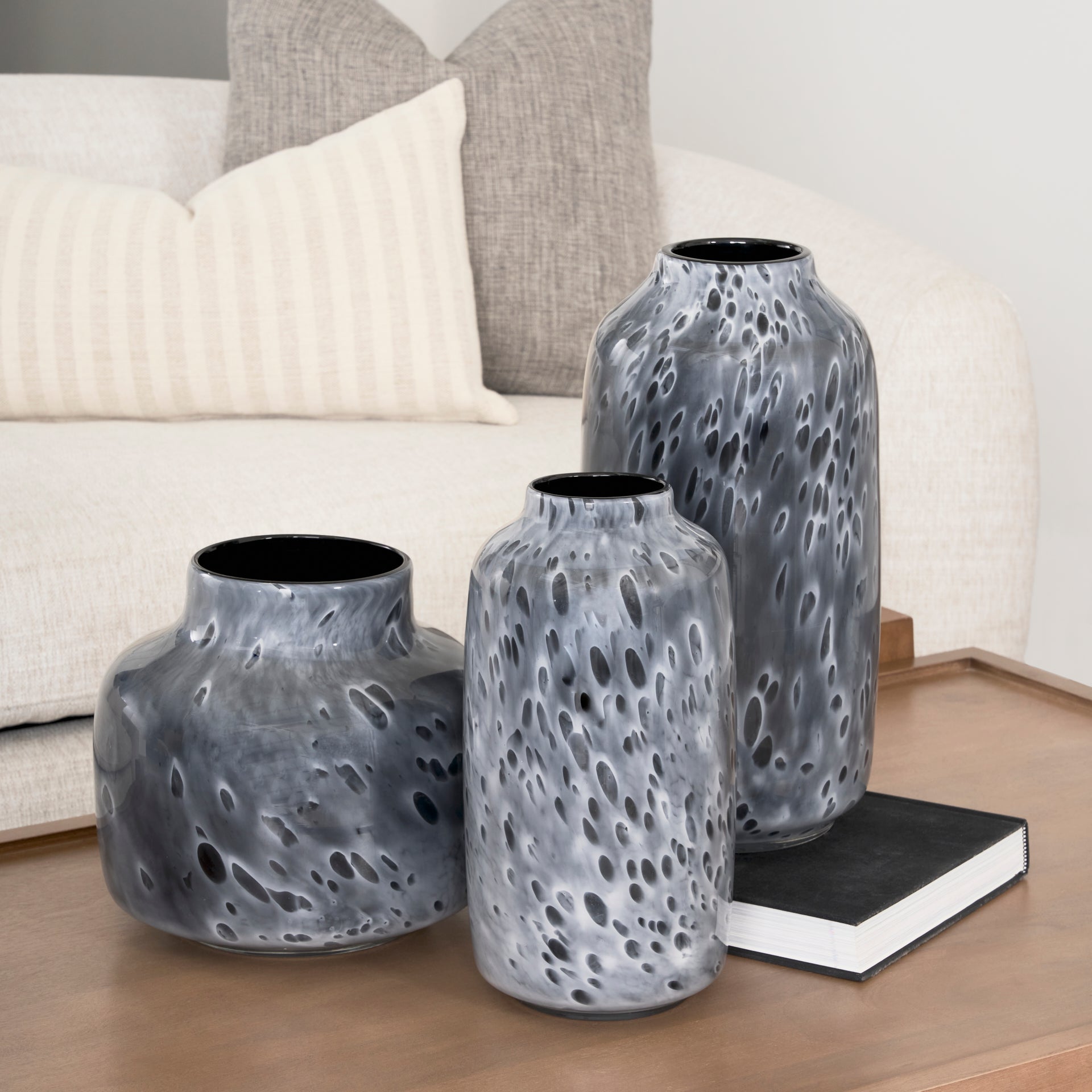 Masai Small Black Mottled Glass Vase - Central Designs