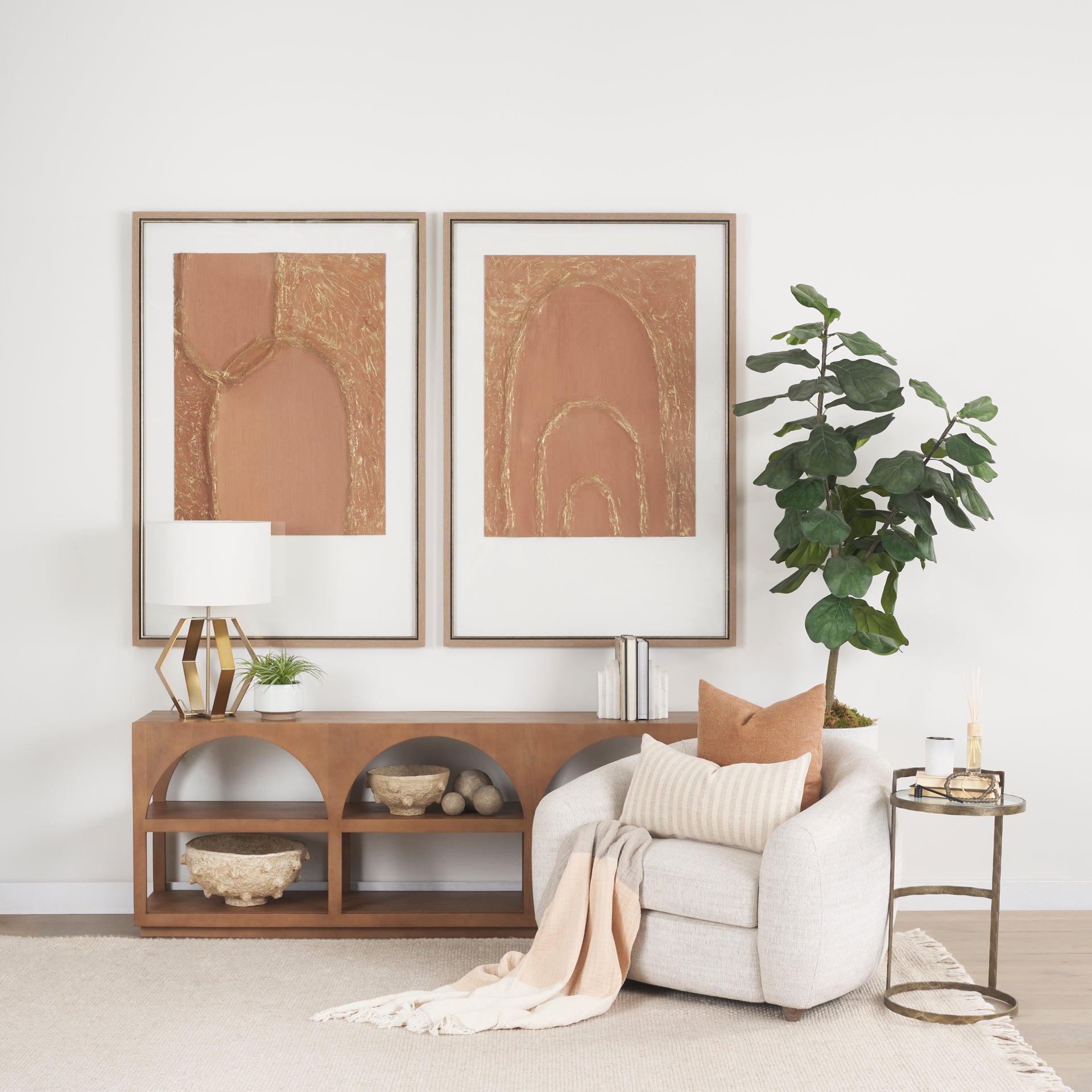 Bela Large Arched Console Table Medium Brown Wood - Central Designs