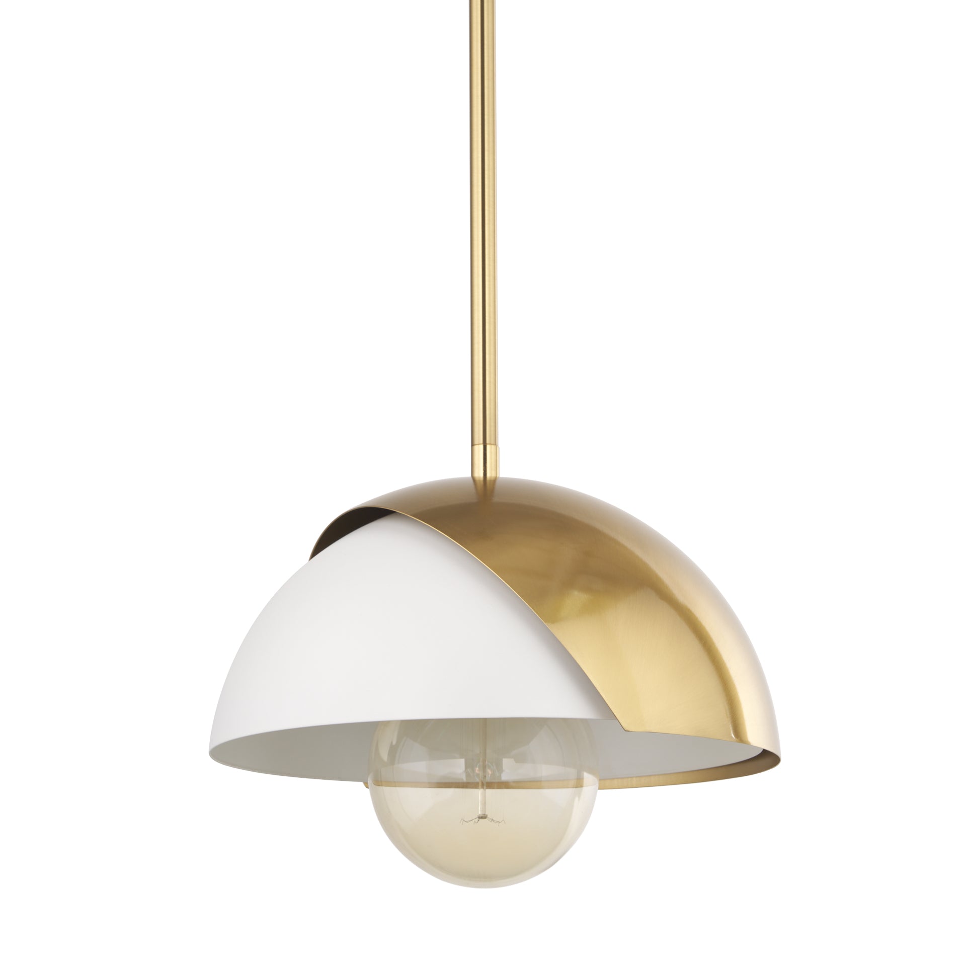 Cybill Brushed Brass w/ White Metal Shade 1 - Light Wall Pendant - Central Designs
