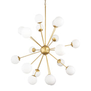 Barbara Brushed Gold Metal w/ Frosted Glass Globes 18 - Light Chandelier - Central Designs