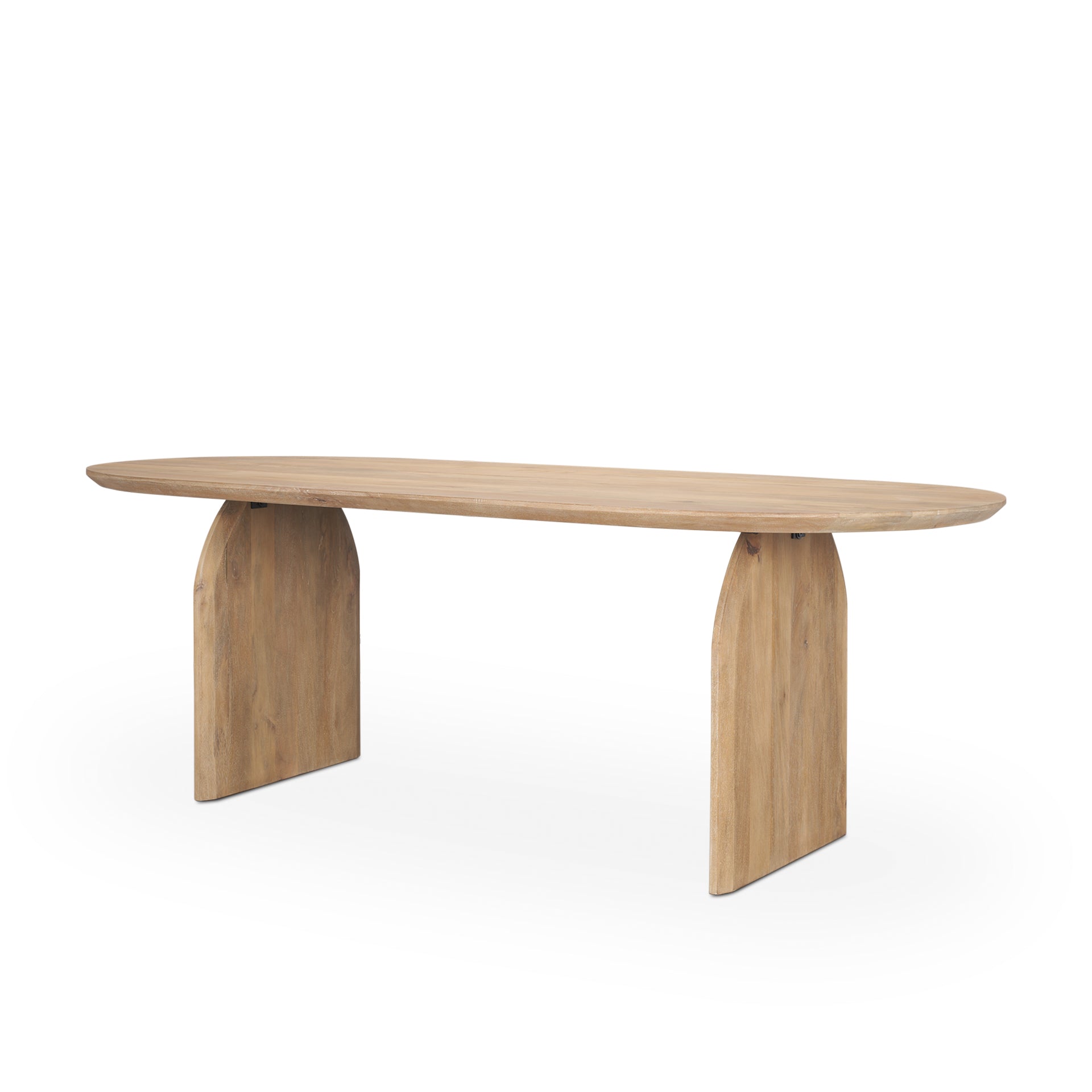 Isla Oval Dining Table w/Light Brown Wood Top & Arched Legs - Central Designs