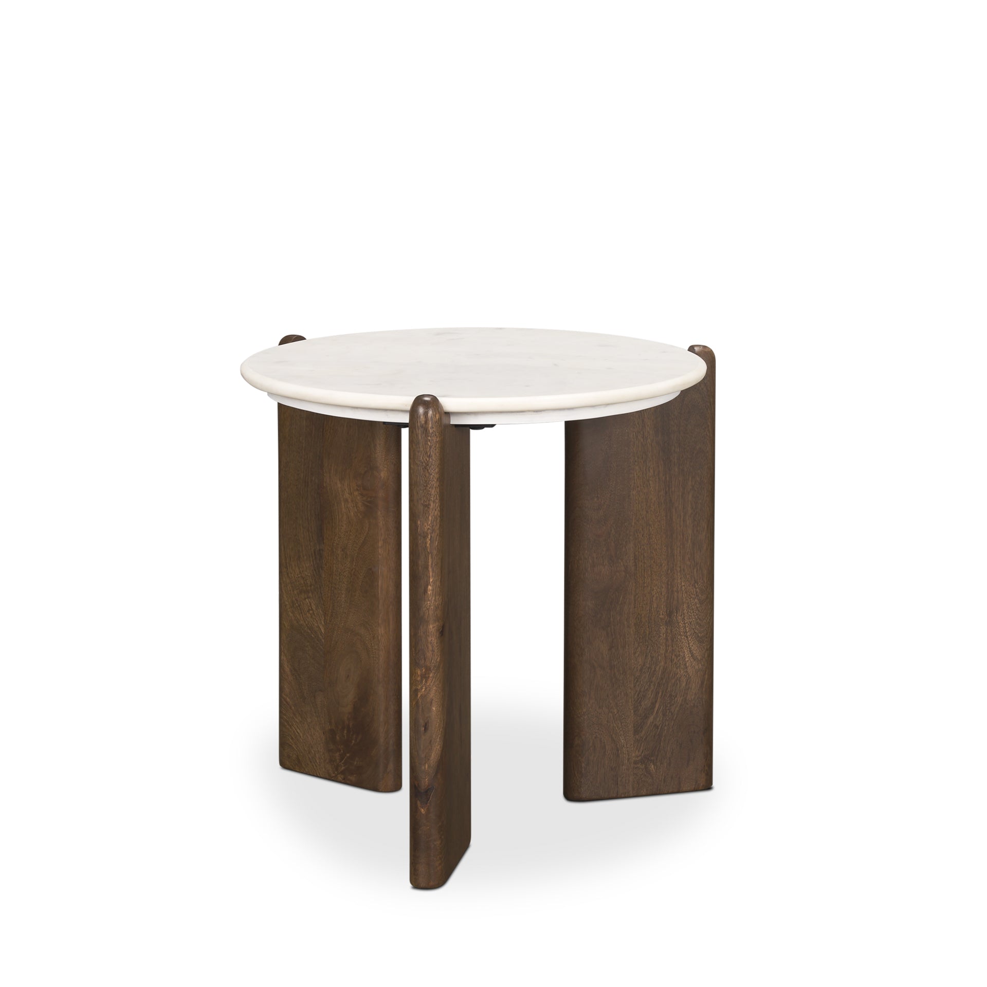 Rumer Dark Brown Wood w/ White Marble Side Table - Central Designs