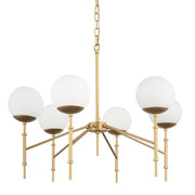 Edie Brushed Gold Metal w/ Frosted Glass Globes 6 - Light Chandelier - Central Designs
