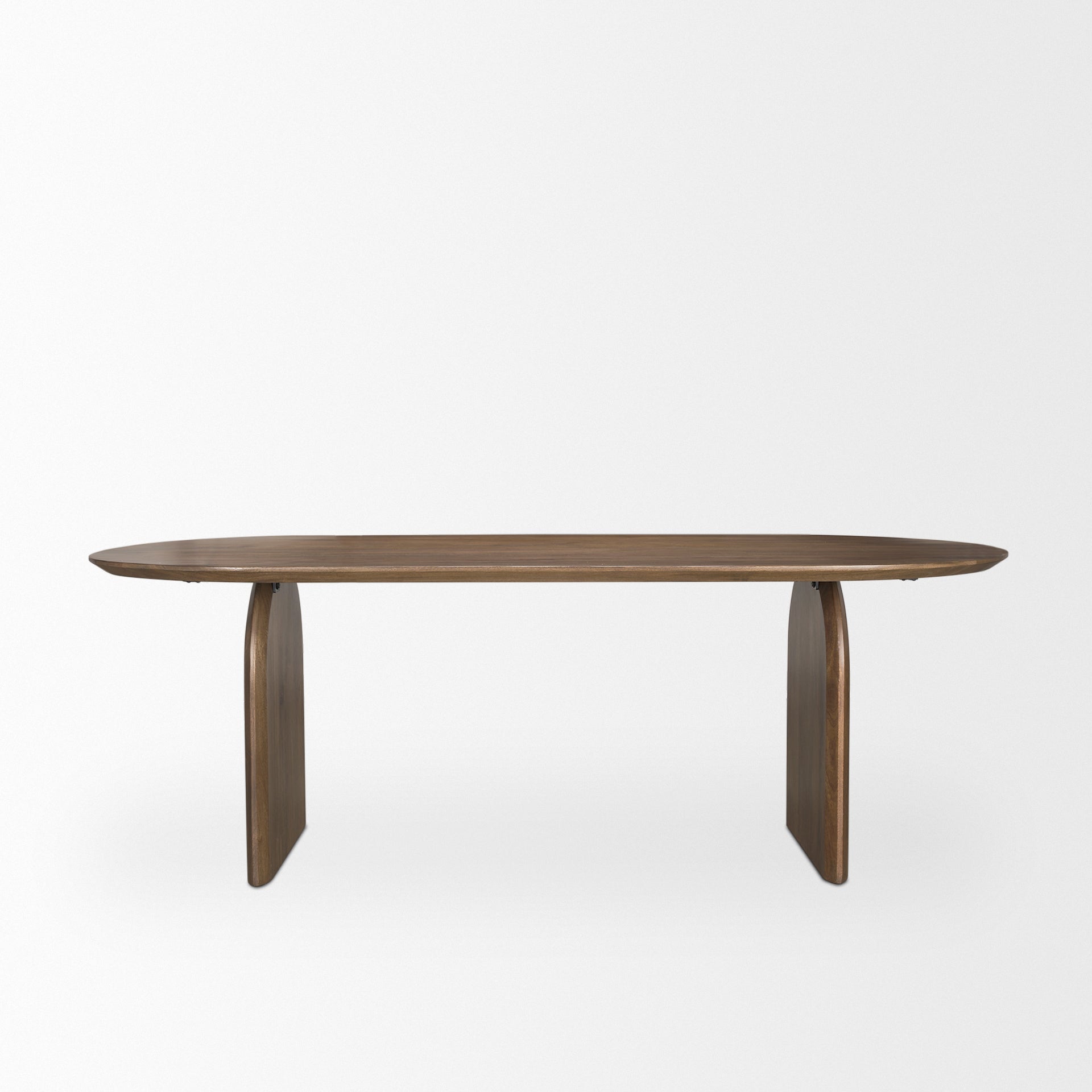 Isla Oval Dining Table w/Dark Brown Wood Top & Arched Legs - Central Designs