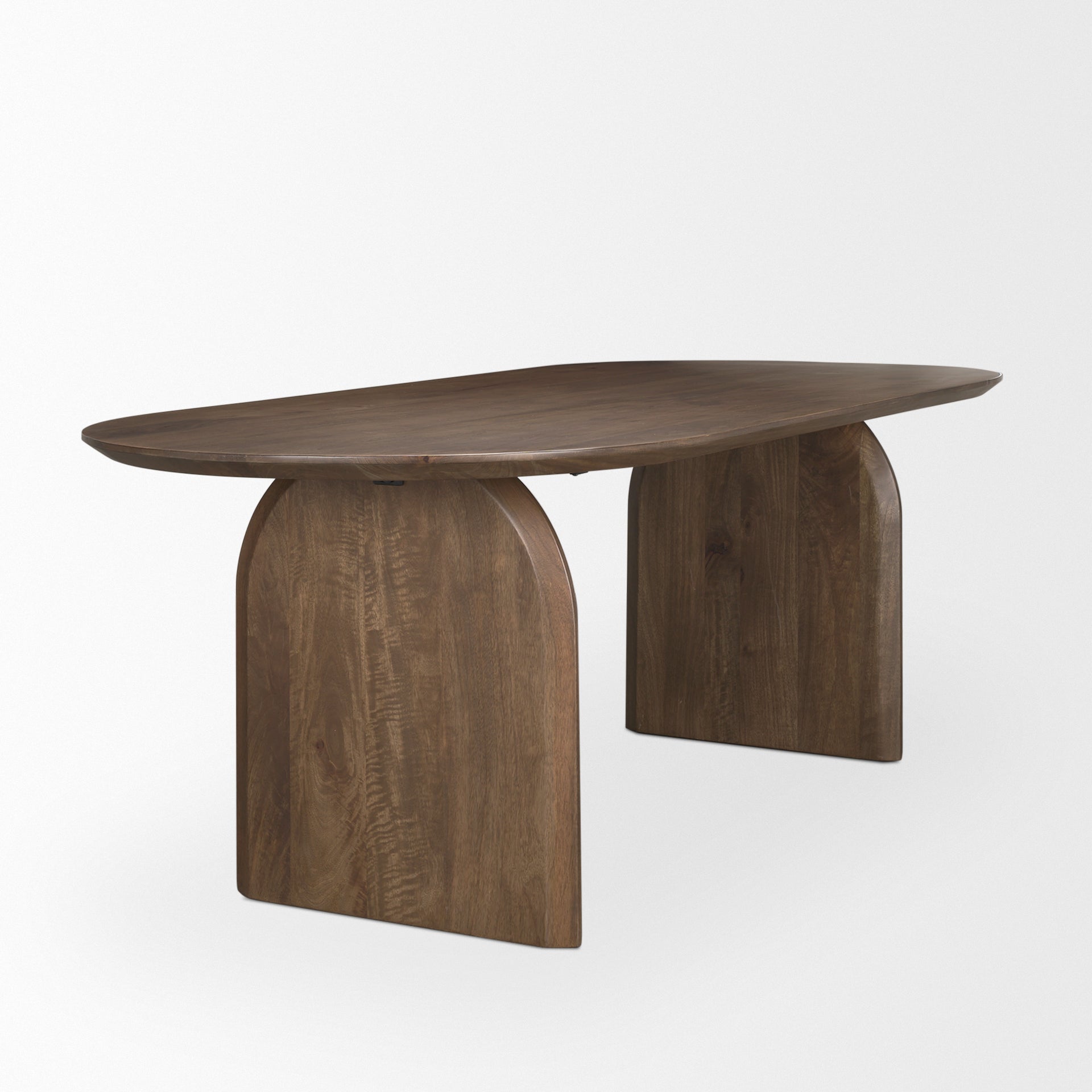 Isla Oval Dining Table w/Dark Brown Wood Top & Arched Legs - Central Designs
