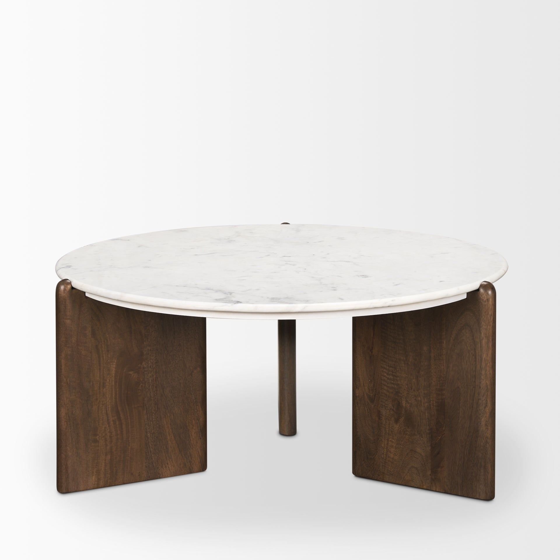 Rumer Dark Brown Wood w/ White Marble Coffee Table - Central Designs