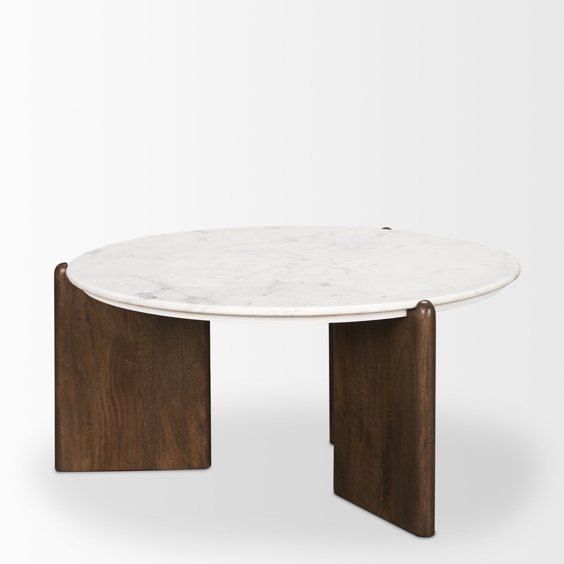 Rumer Dark Brown Wood w/ White Marble Coffee Table - Central Designs