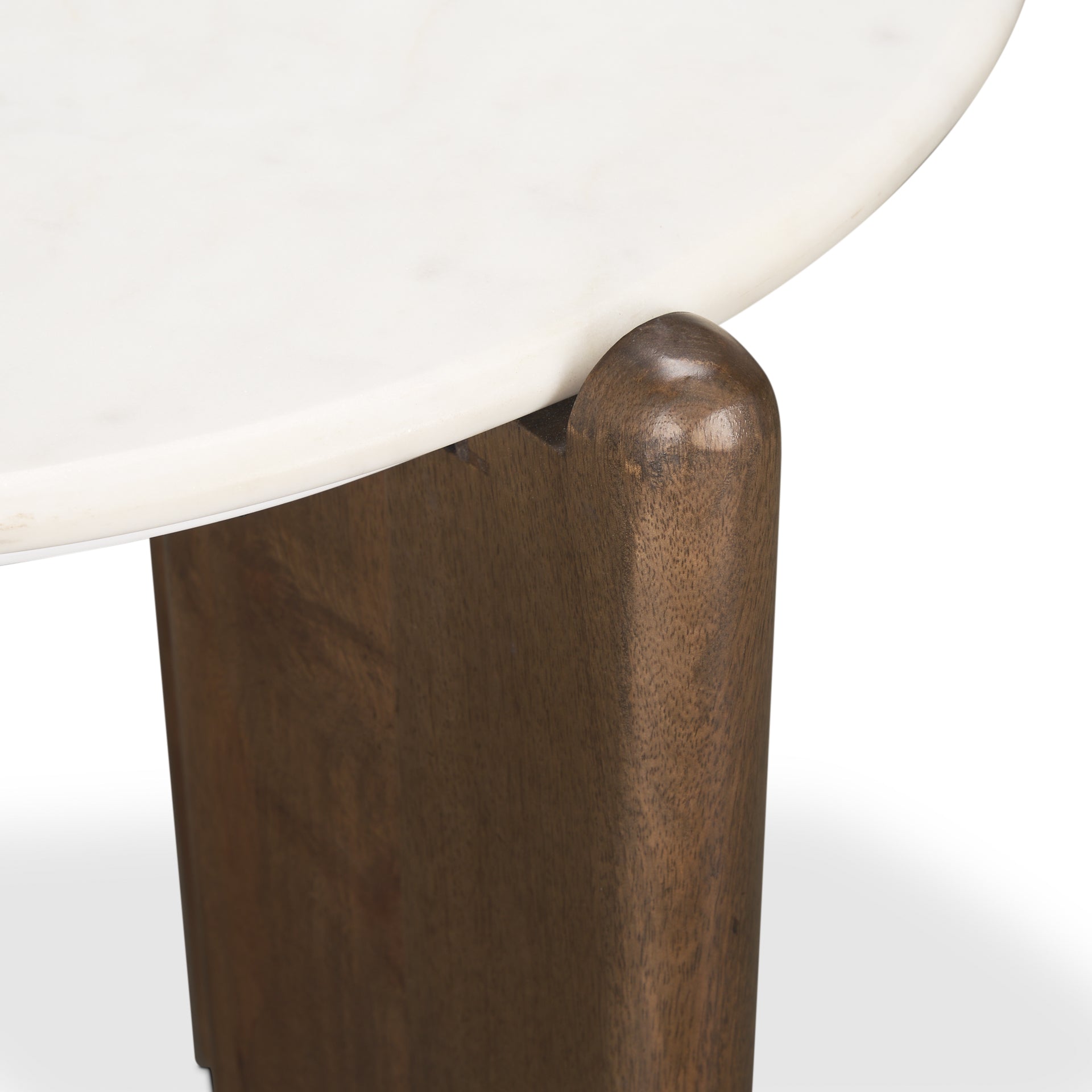 Rumer Dark Brown Wood w/ White Marble Side Table - Central Designs