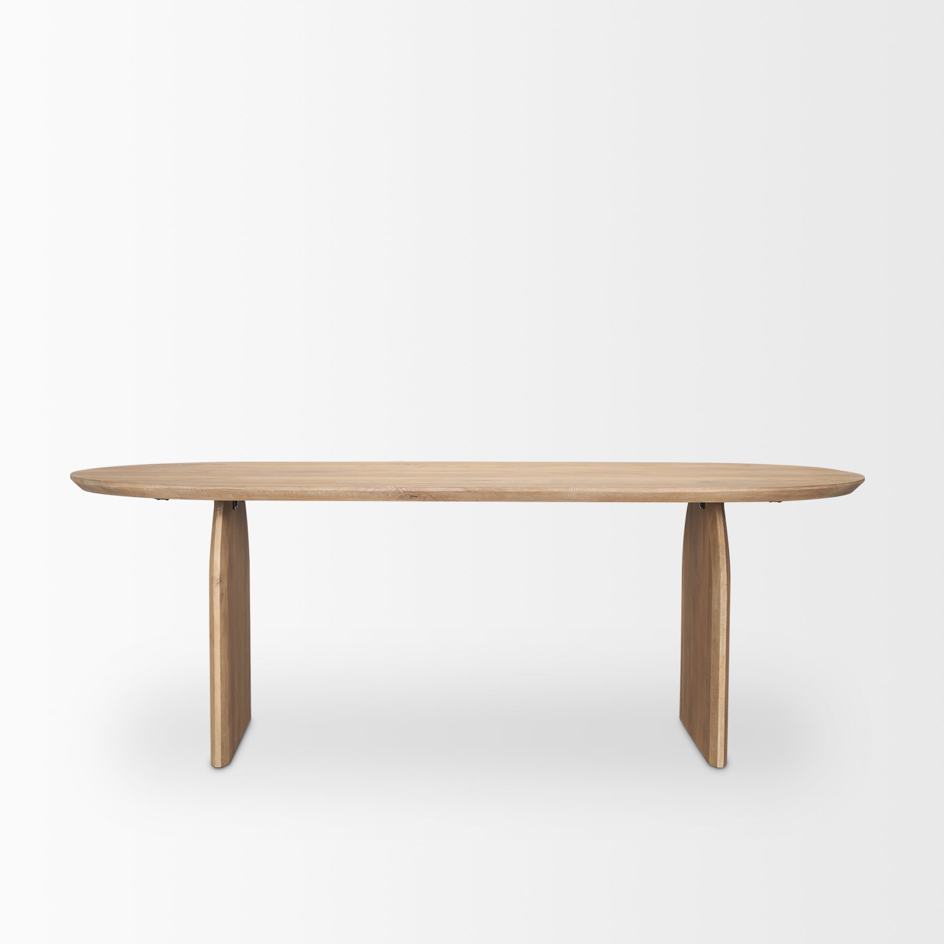 Isla Oval Dining Table w/Light Brown Wood Top & Arched Legs - Central Designs