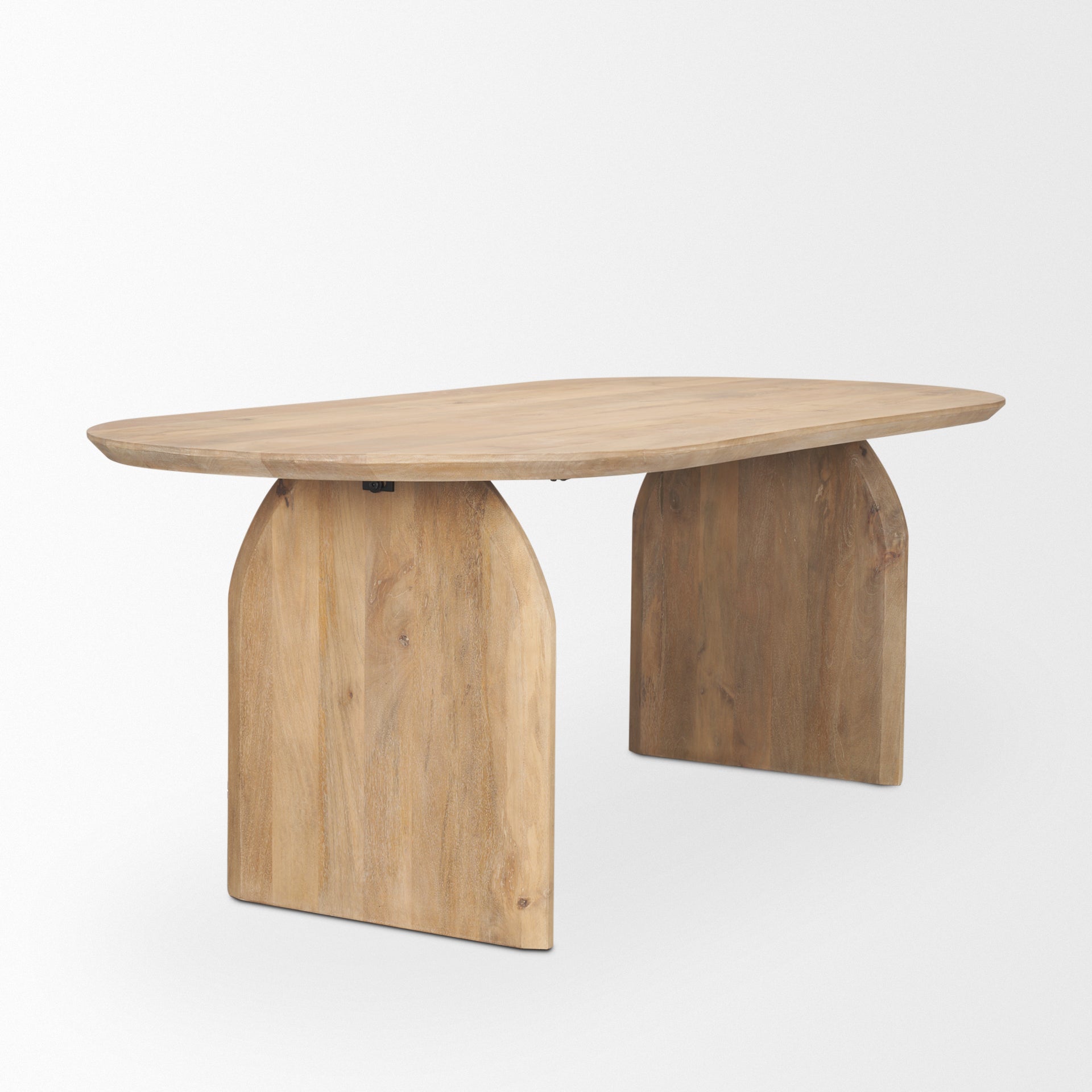 Isla Oval Dining Table w/Light Brown Wood Top & Arched Legs - Central Designs