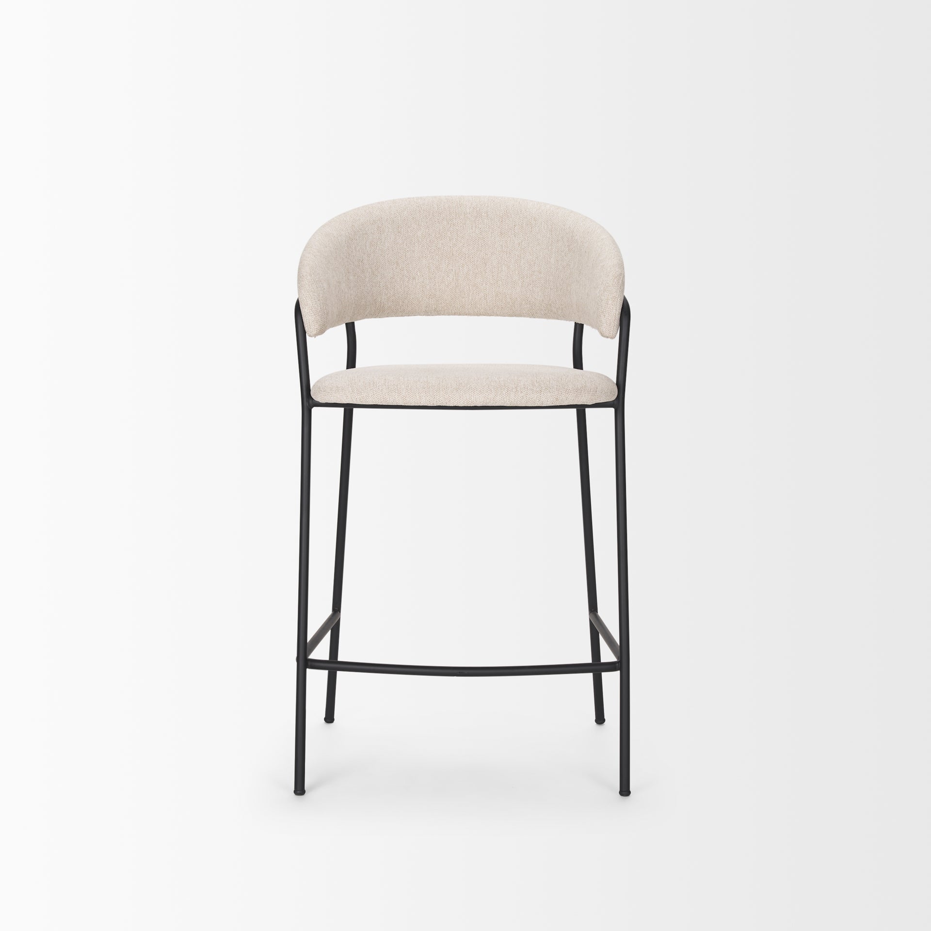 Carolyn Counter Stool w/ Oatmeal Fabric & Matte Black Metal - Central Designs