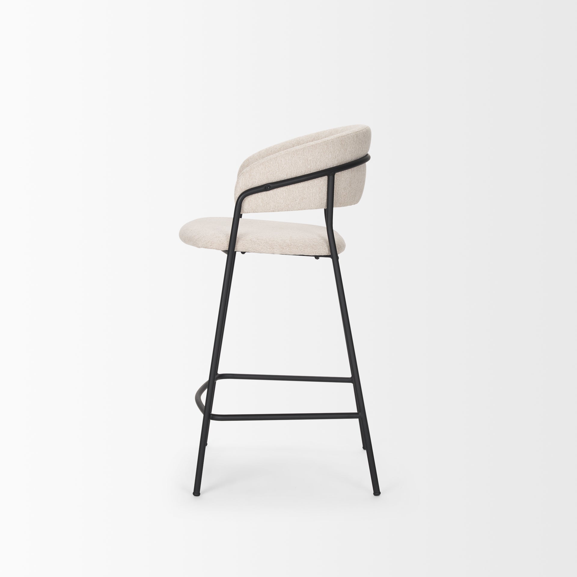 Carolyn Counter Stool w/ Oatmeal Fabric & Matte Black Metal - Central Designs