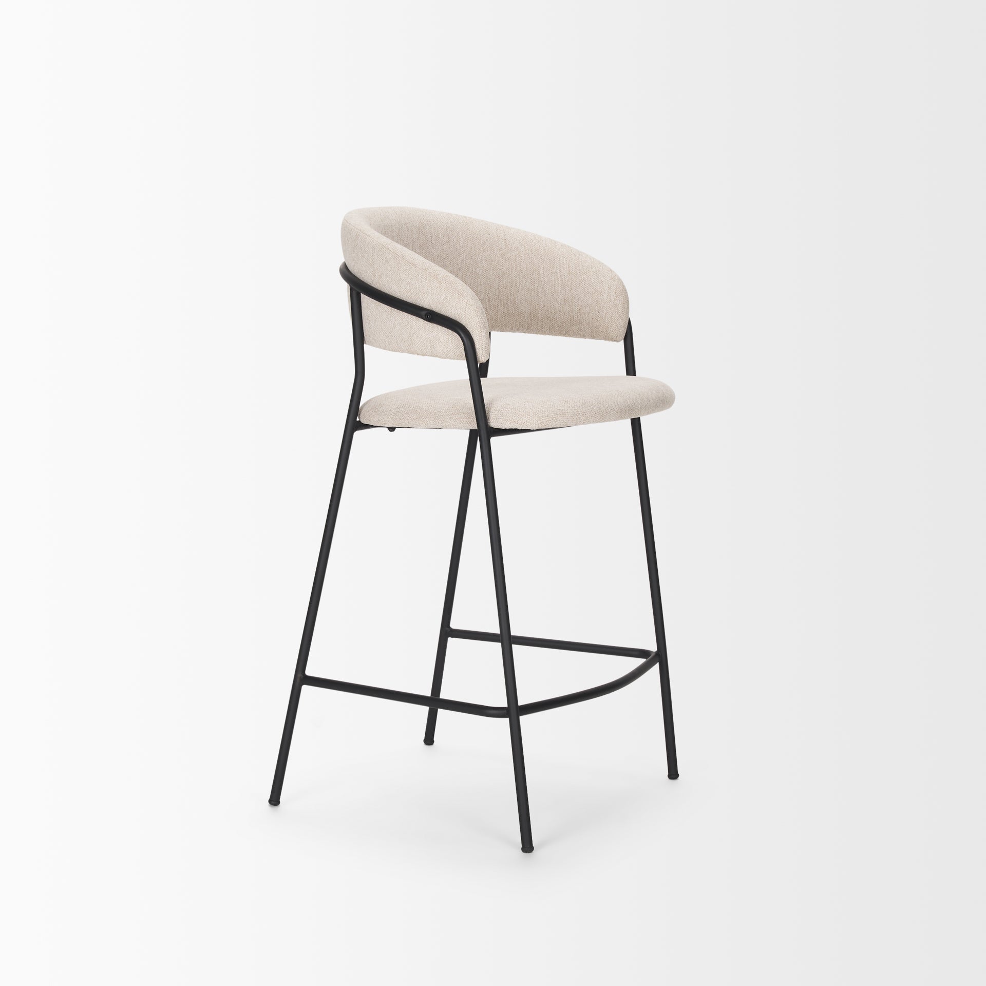 Carolyn Counter Stool w/ Oatmeal Fabric & Matte Black Metal - Central Designs