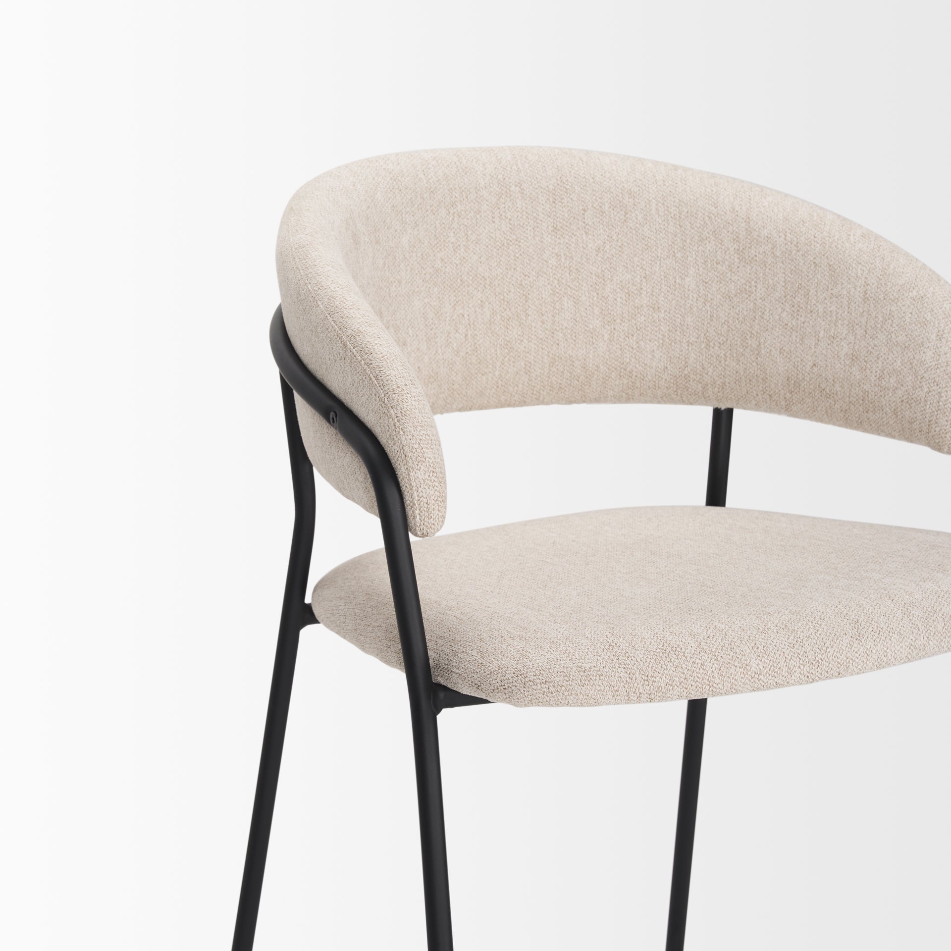 Carolyn Counter Stool w/ Oatmeal Fabric & Matte Black Metal - Central Designs