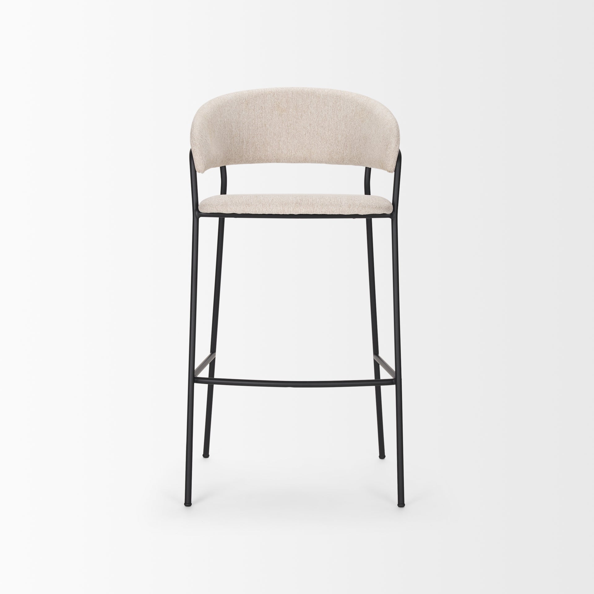 Carolyn Bar Stool w/ Oatmeal Fabric & Matte Black Metal - Central Designs