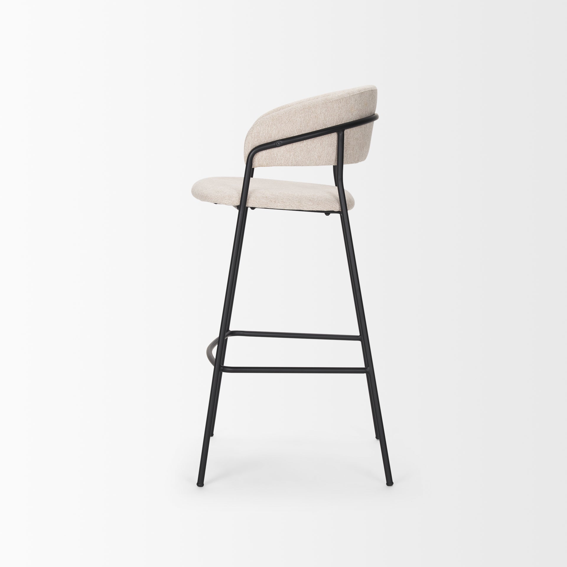 Carolyn Bar Stool w/ Oatmeal Fabric & Matte Black Metal - Central Designs
